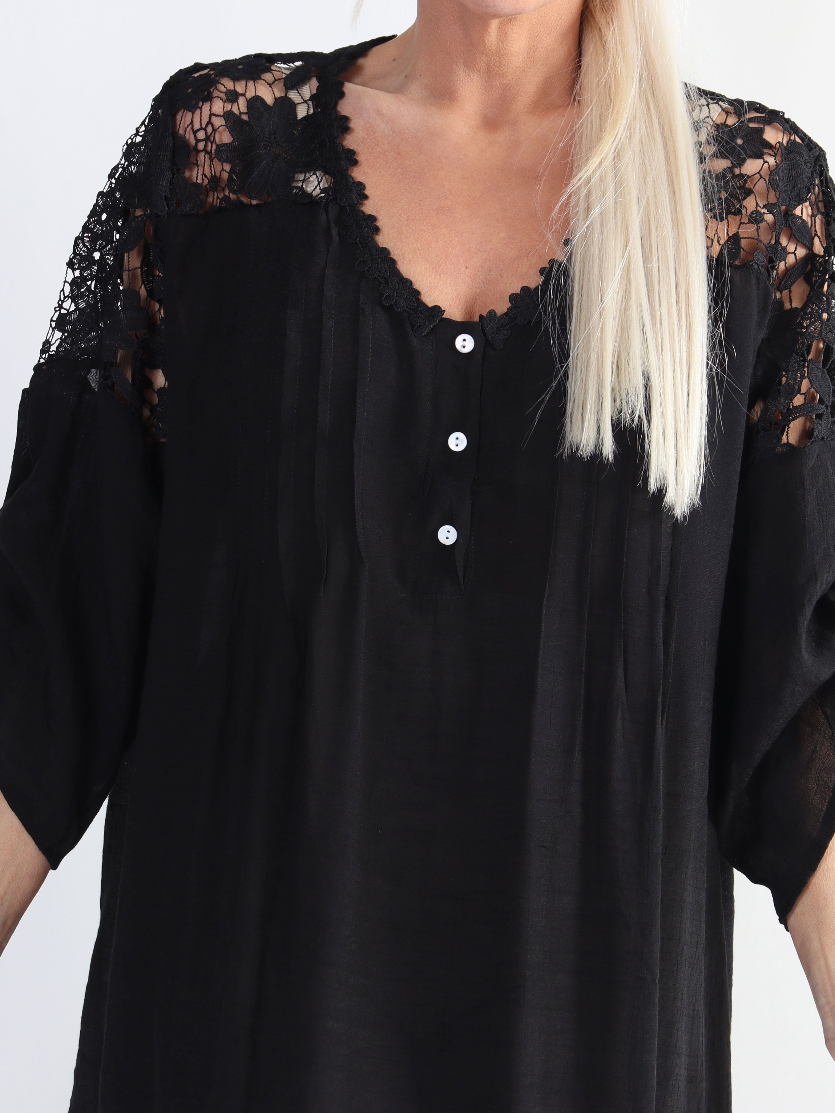 Juliette - Tunika i bomullsblandning med broderier i storlekar