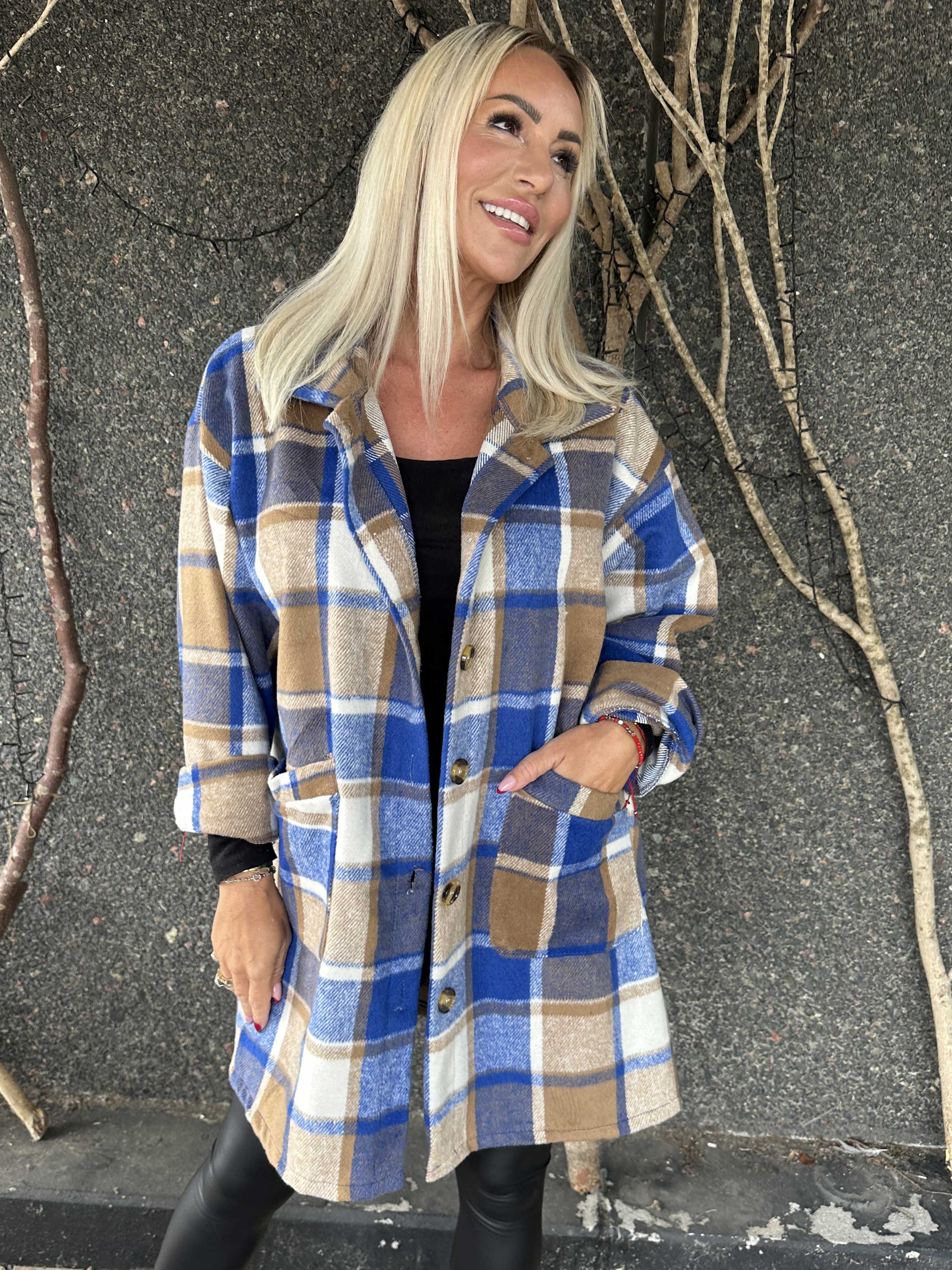 Lagos - Mjuk rutig skjortjacka i viskos