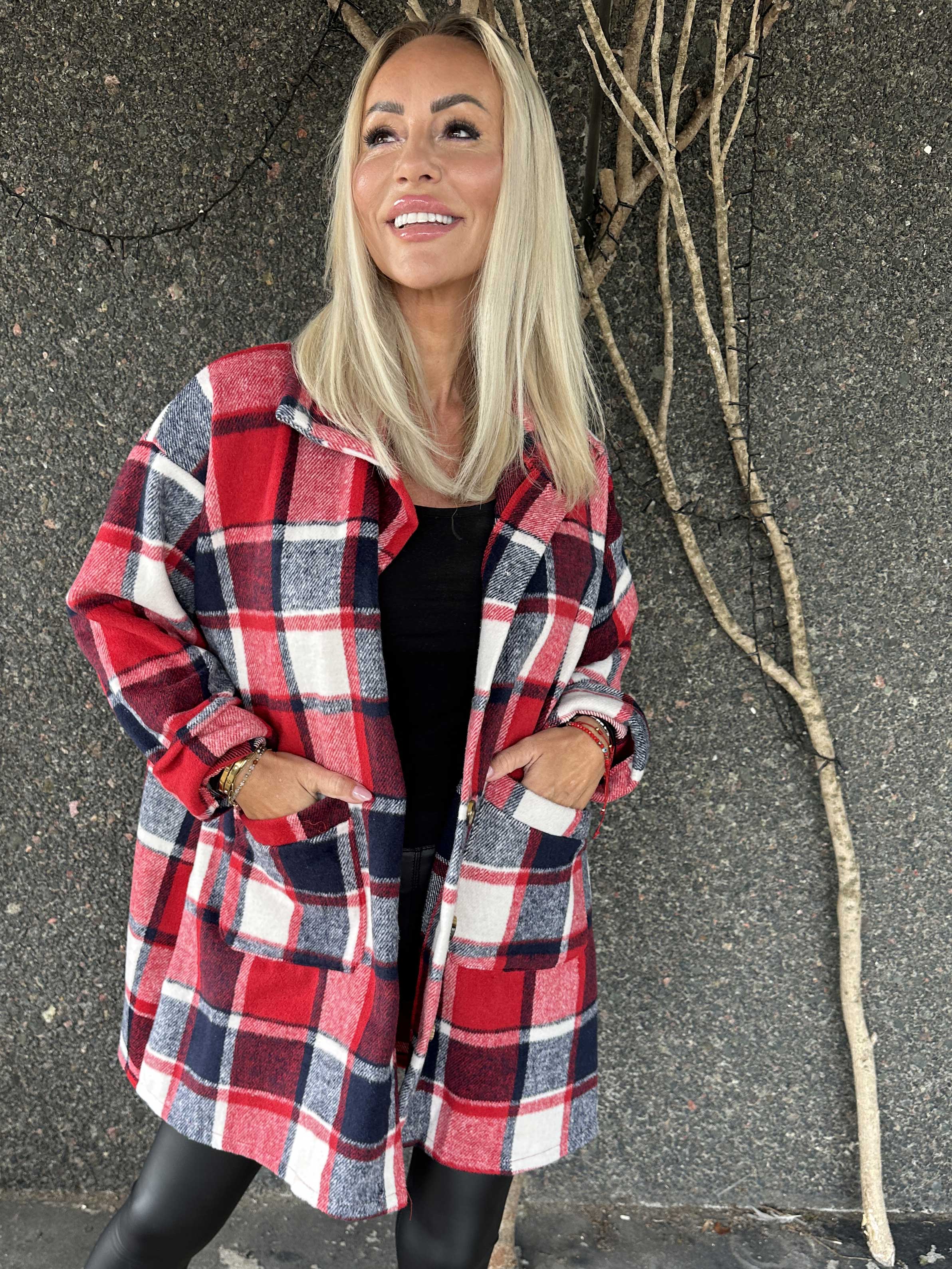 Lagos - Mjuk rutig skjortjacka i viskos