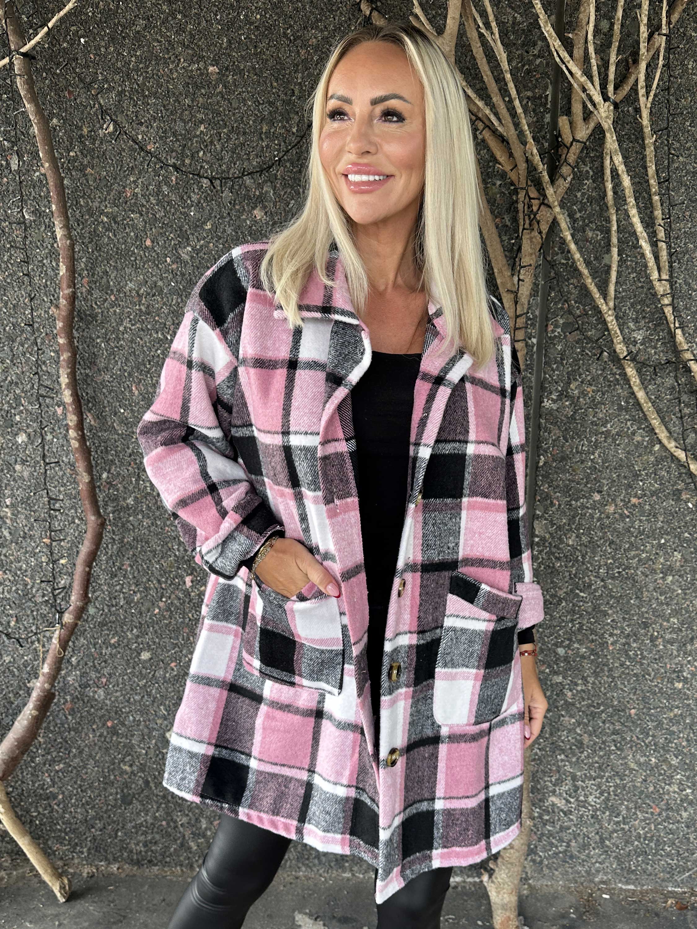 Lagos - Mjuk rutig skjortjacka i viskos