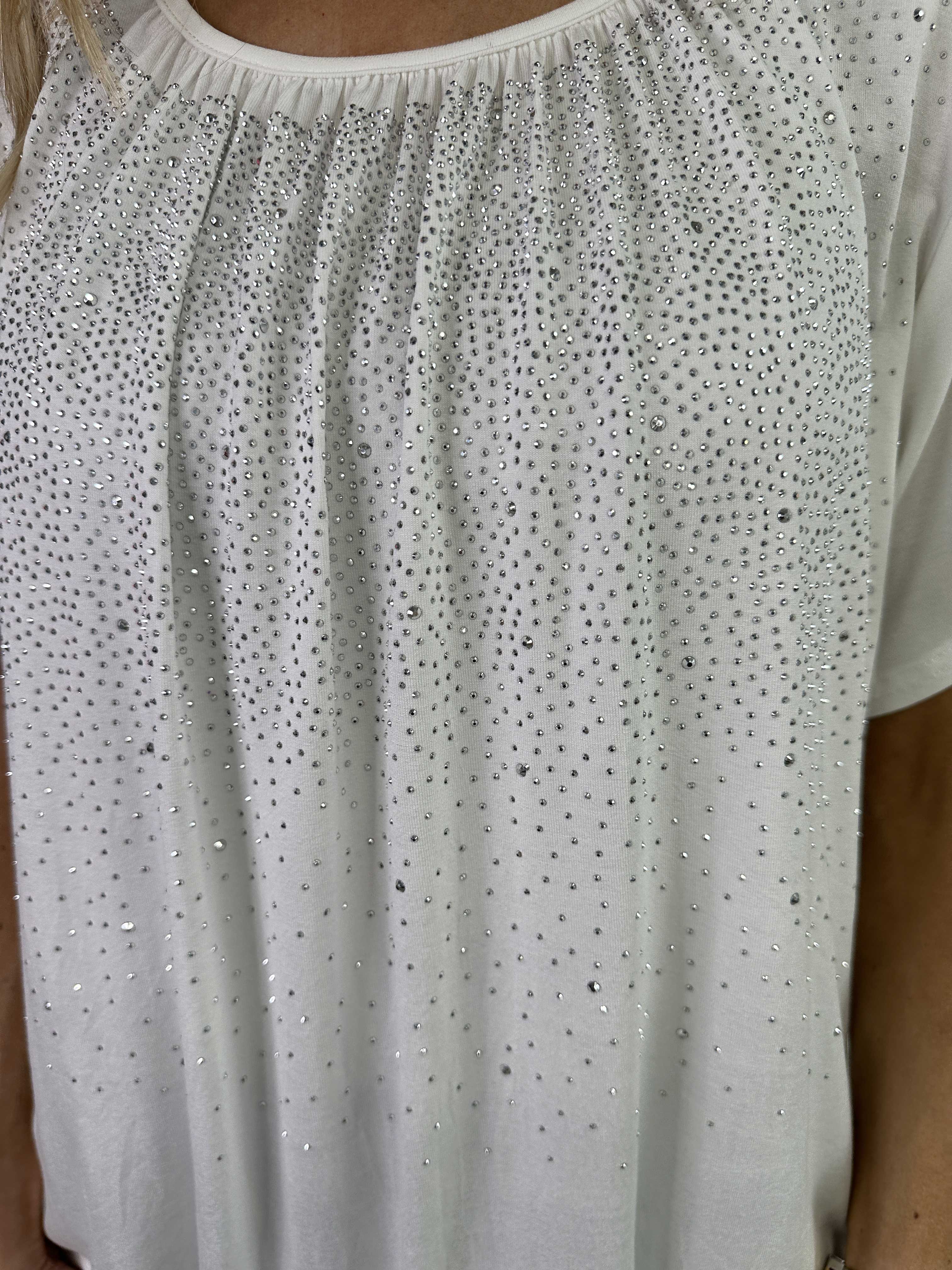 Miracle Crystal T-shirt - Mjuk blus i viskos med strass