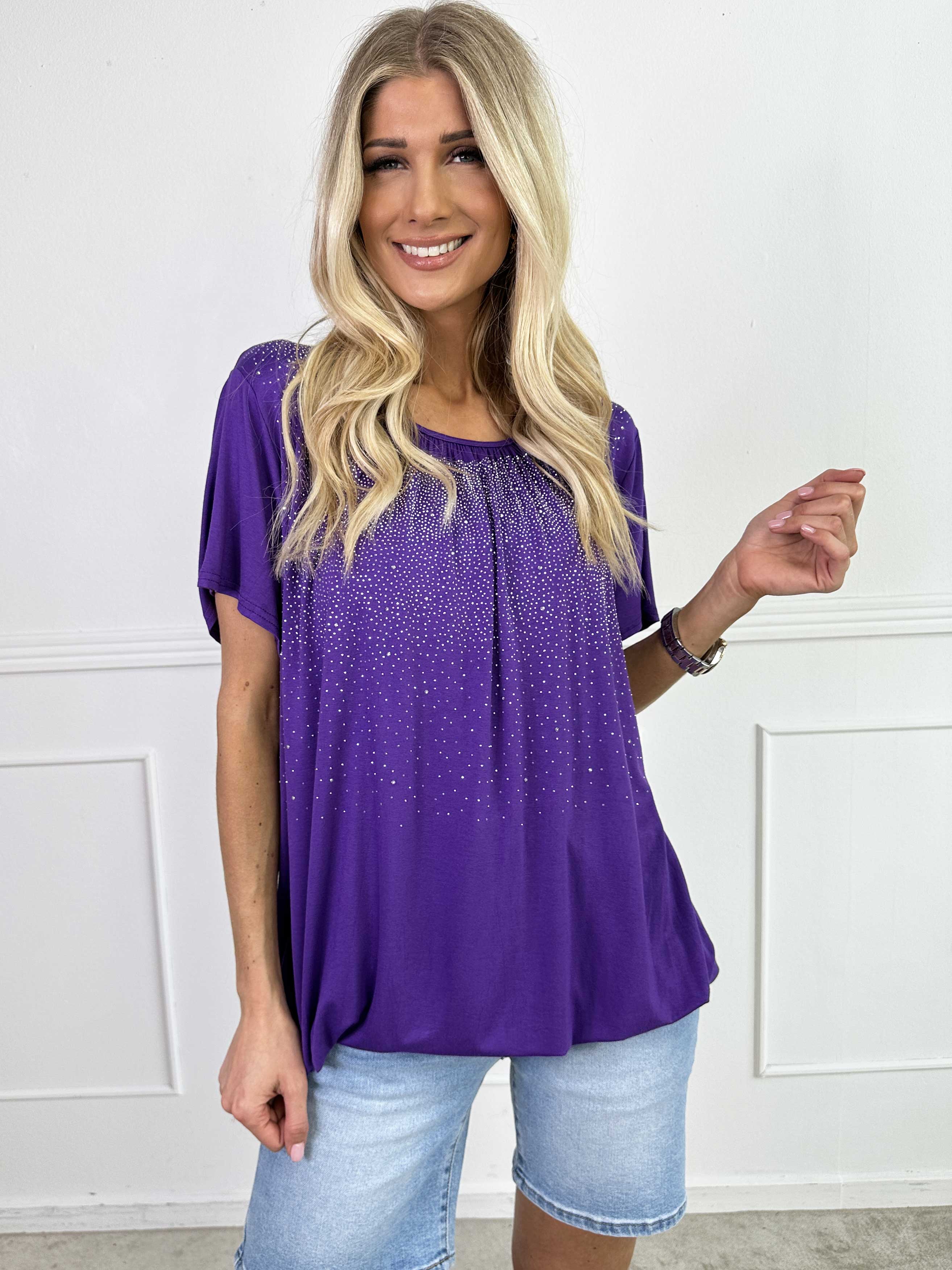 Miracle Crystal T-shirt - Mjuk blus i viskos med strass