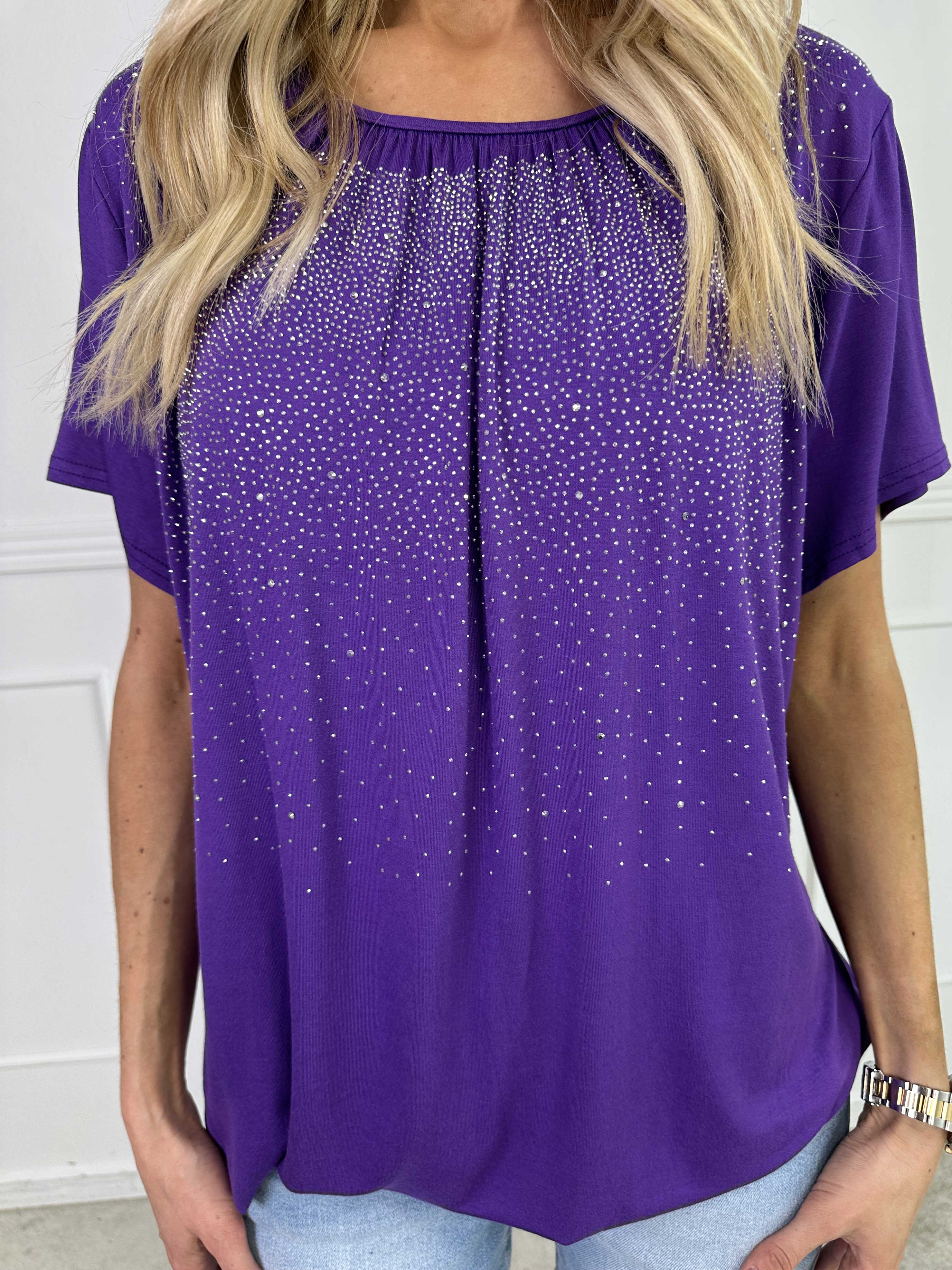 Miracle Crystal T-shirt - Mjuk blus i viskos med strass