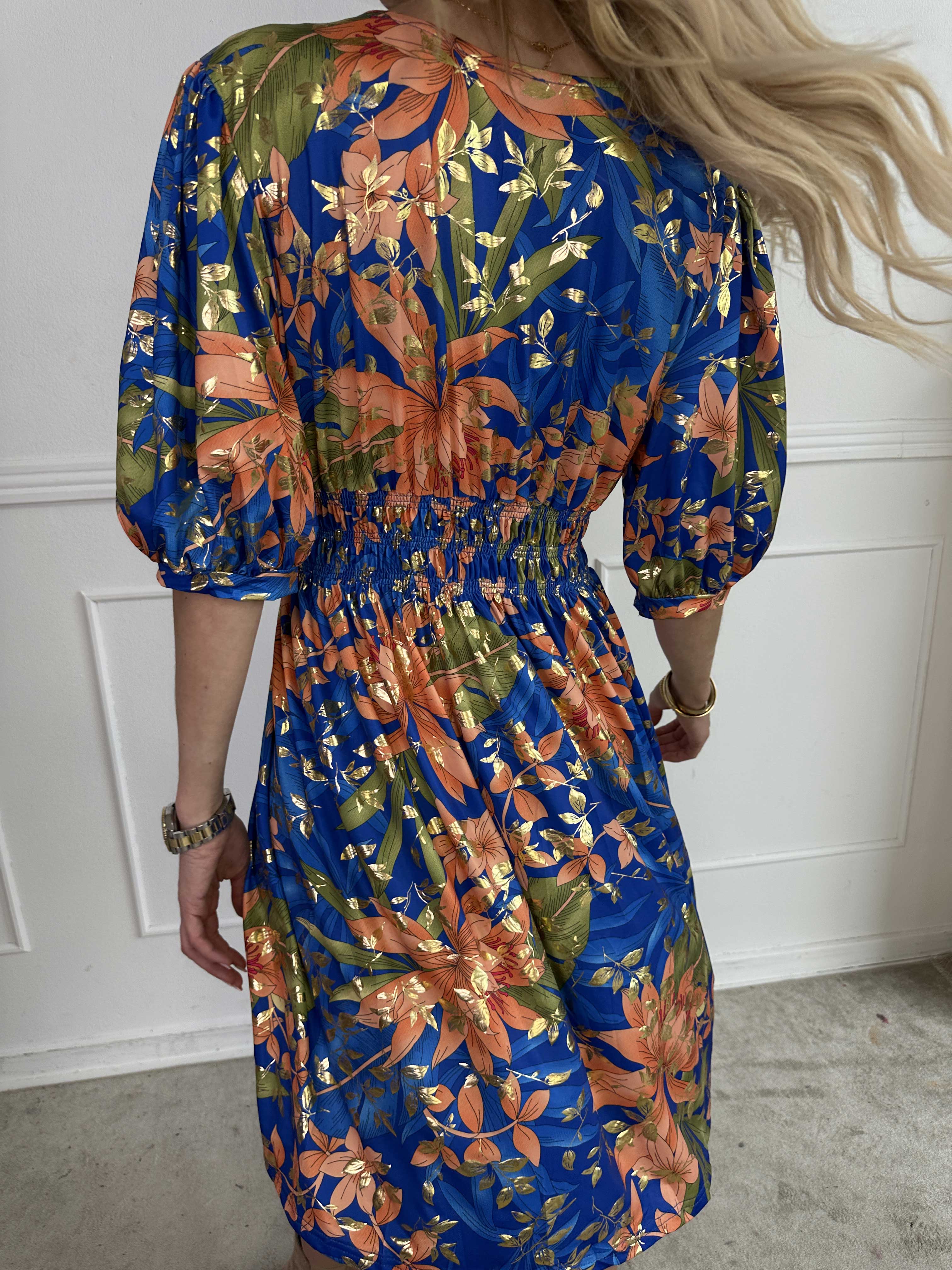 Pamina Leaf Short - Kort elastisk klänning med bladmotiv