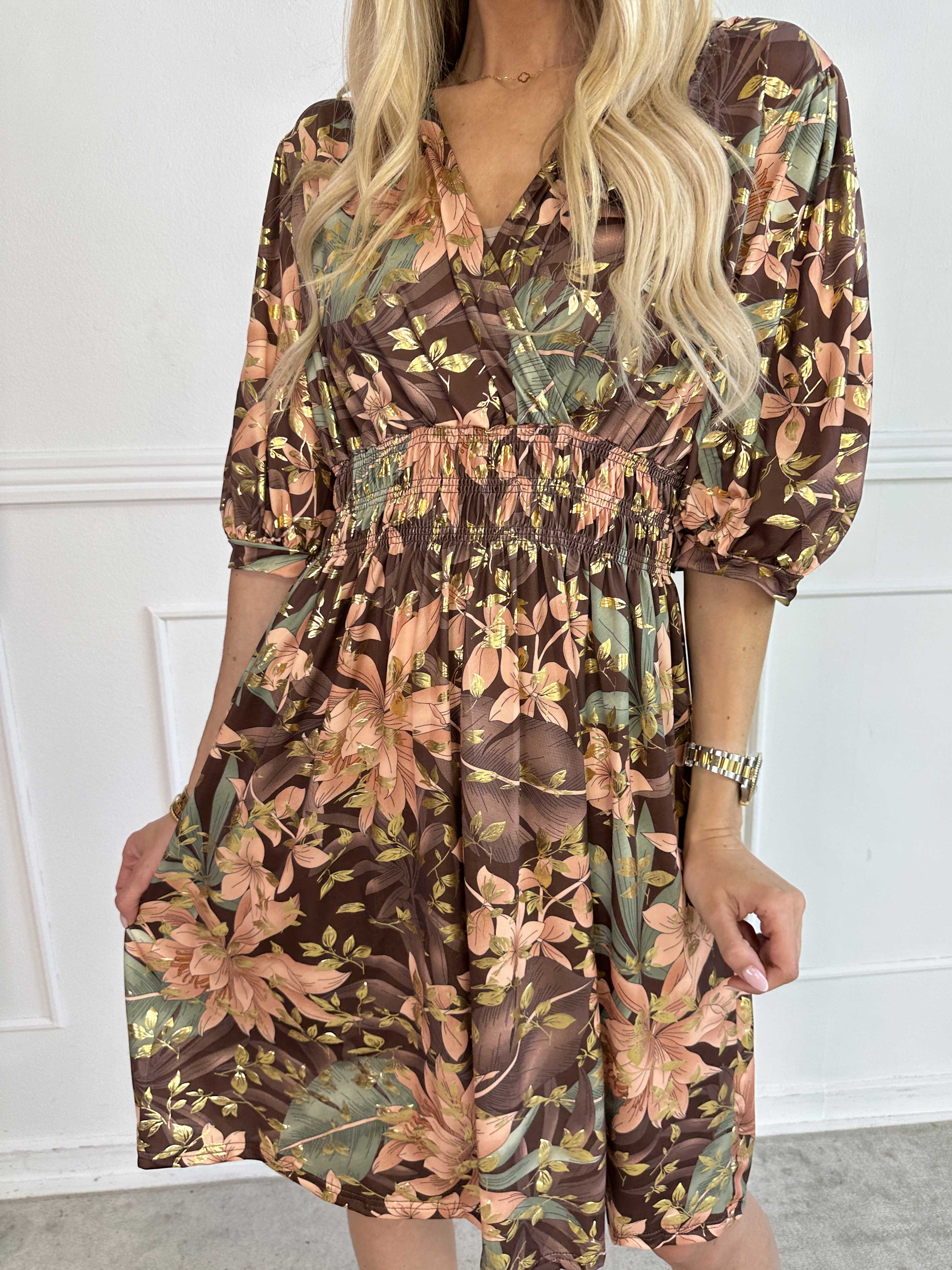 Pamina Leaf Short - Kort elastisk klänning med bladmotiv