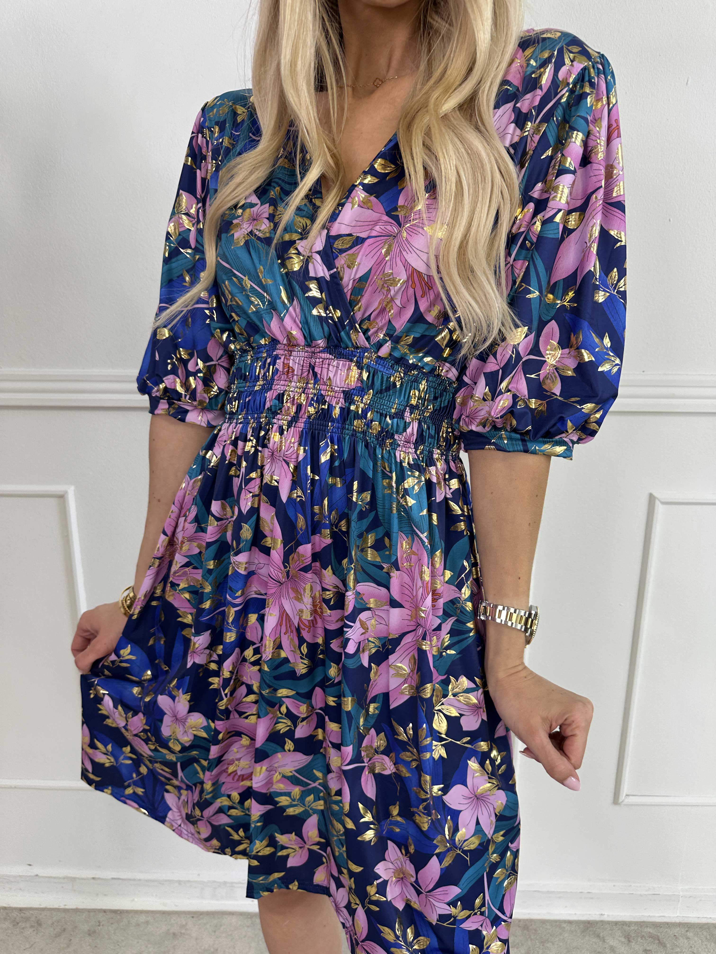 Pamina Leaf Short - Kort elastisk klänning med bladmotiv