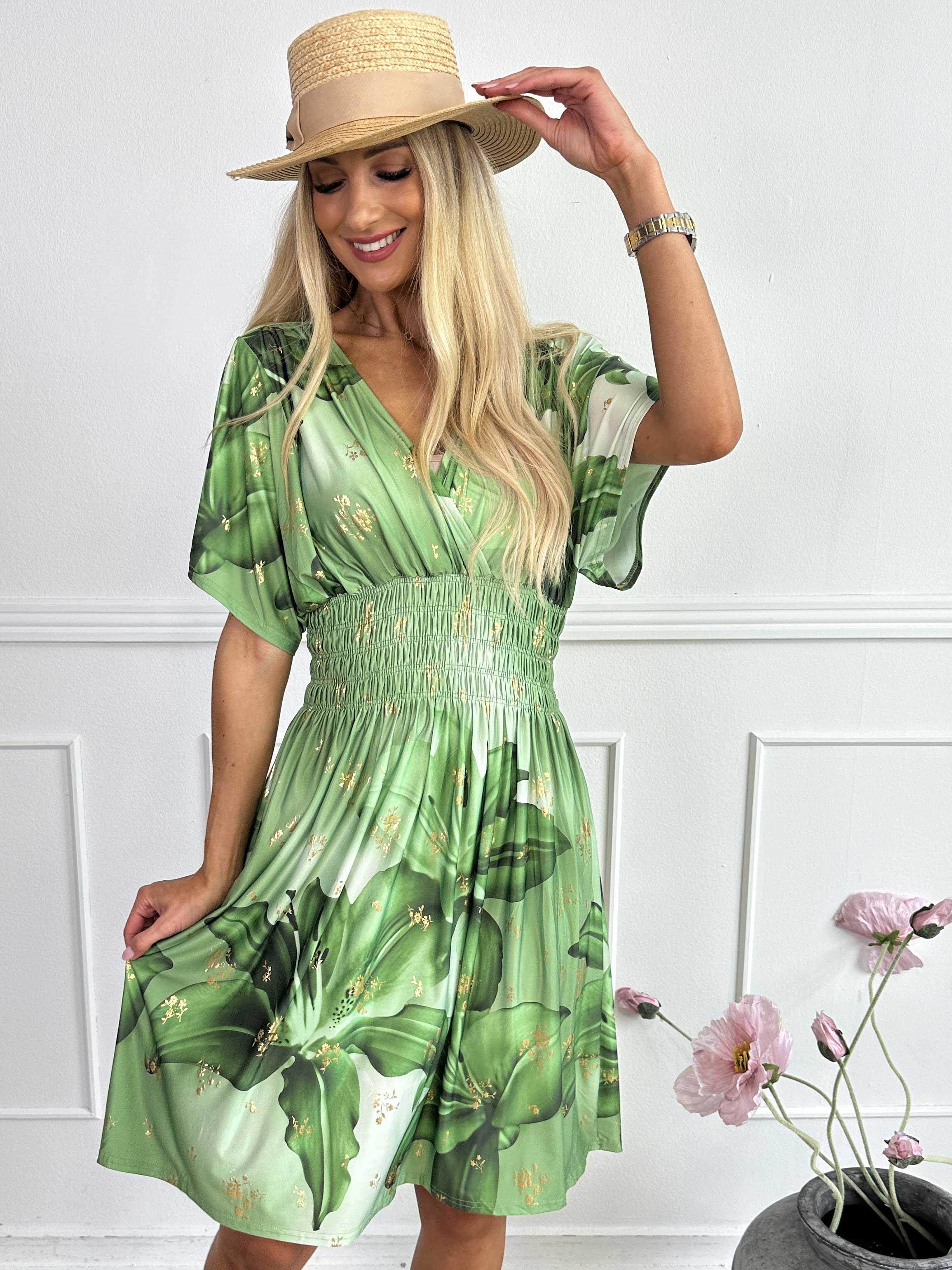 Pams Glamorous Short - Kort elastisk klänning med fina gulddetaljer