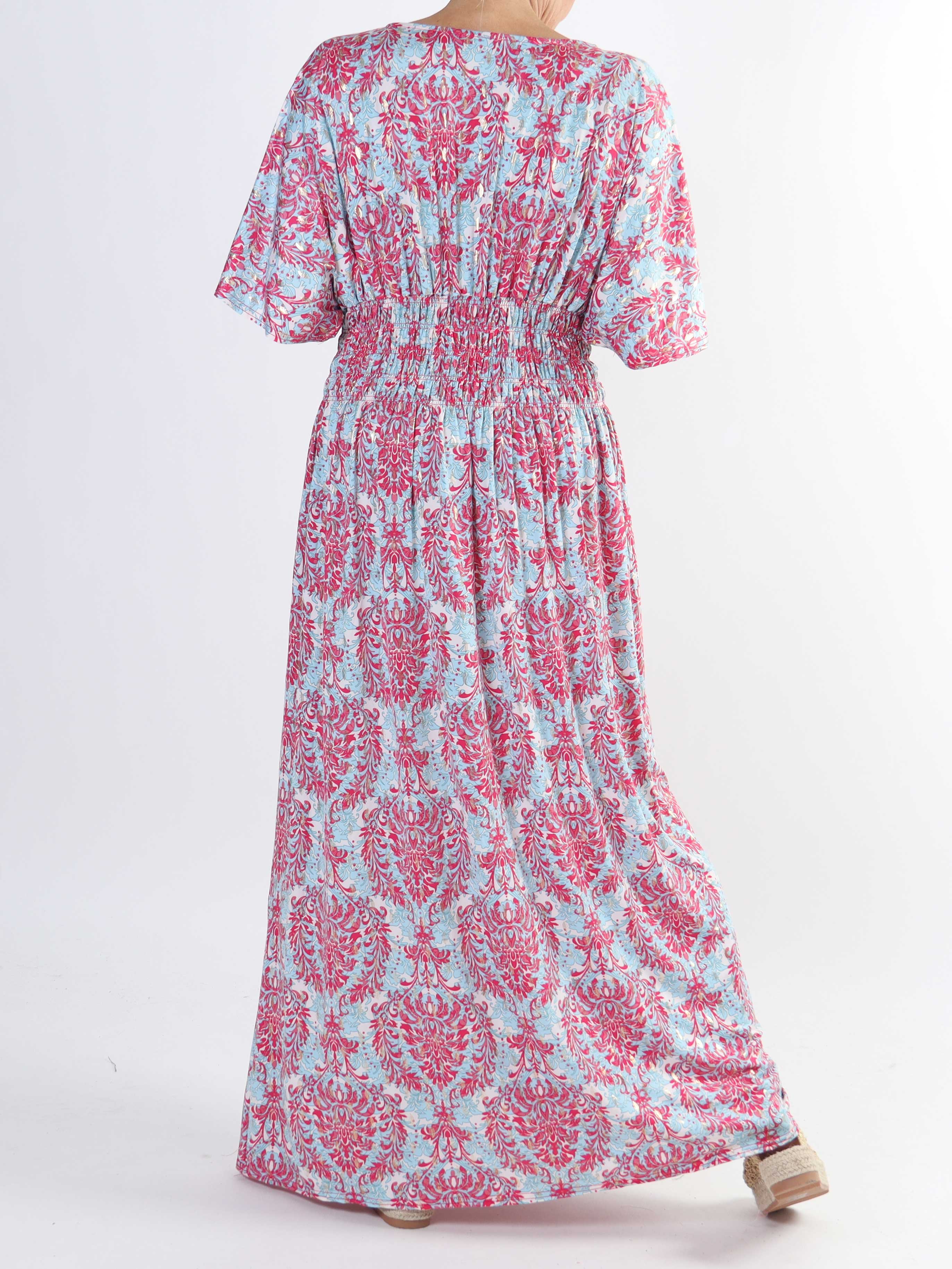 Pams Royal - Lång stretchig plus size-klänning i skrynkelfritt tyg