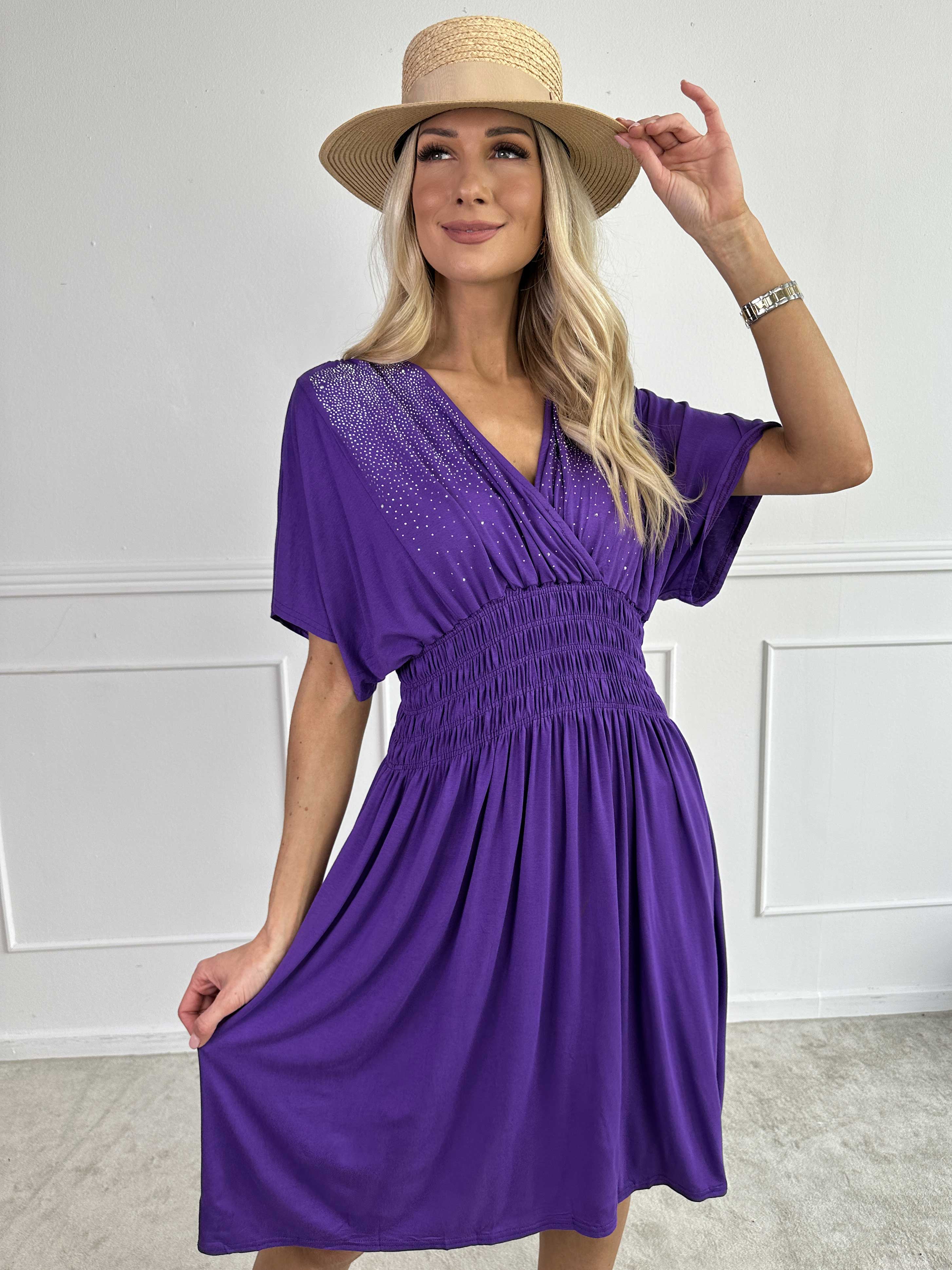 Pams Sparkle Viscose Short - Klänning i viskos med strass