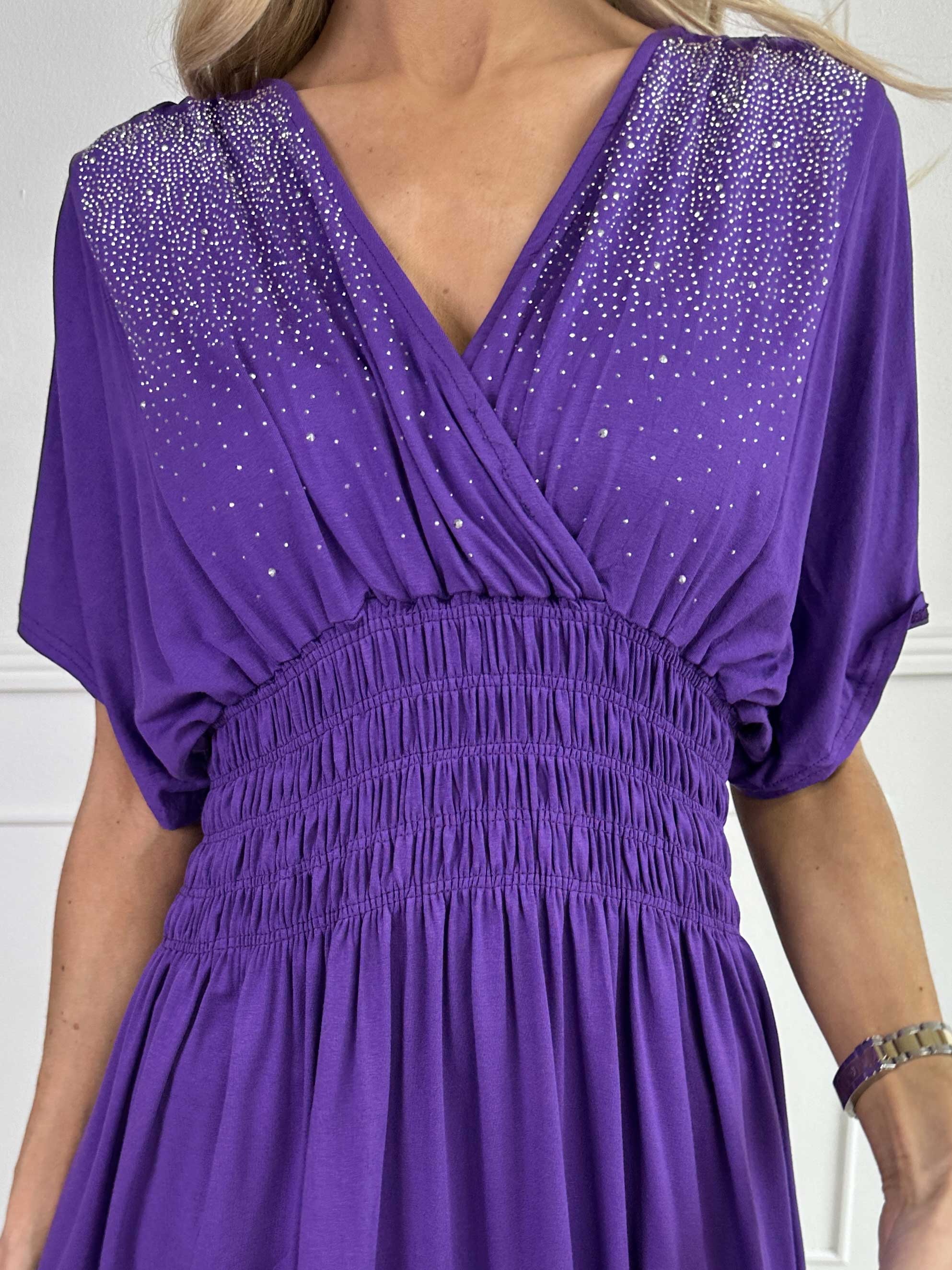 Pams Sparkle Viscose Short - Klänning i viskos med strass