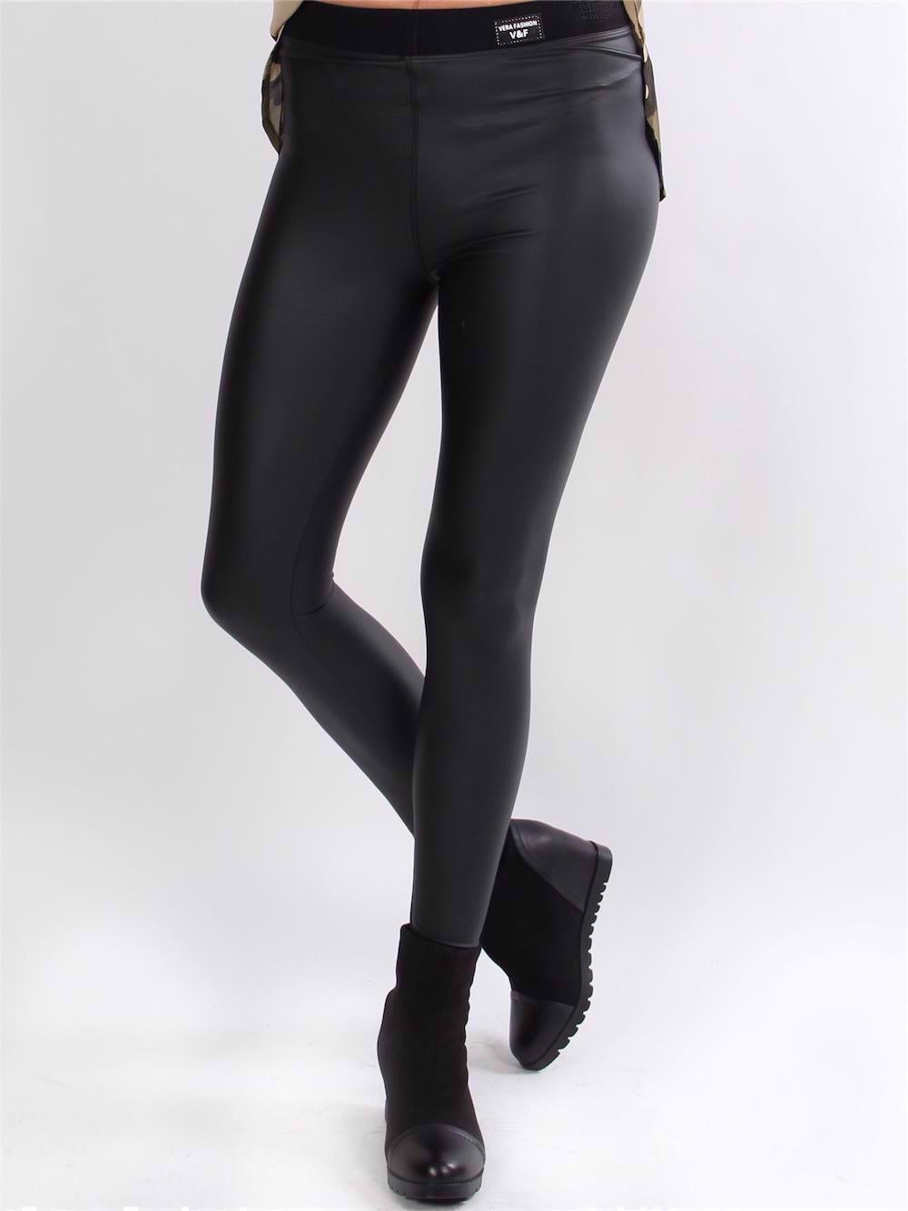 Patricia - Elastiska leggings i läderimitation