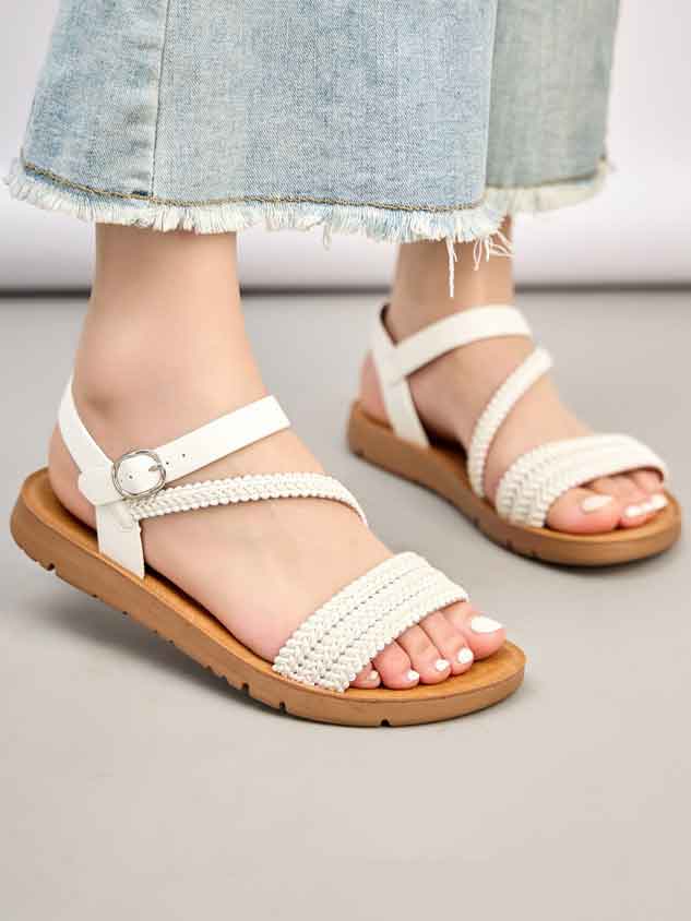 Patty - Sandaler med flettet remme og sølv spænde