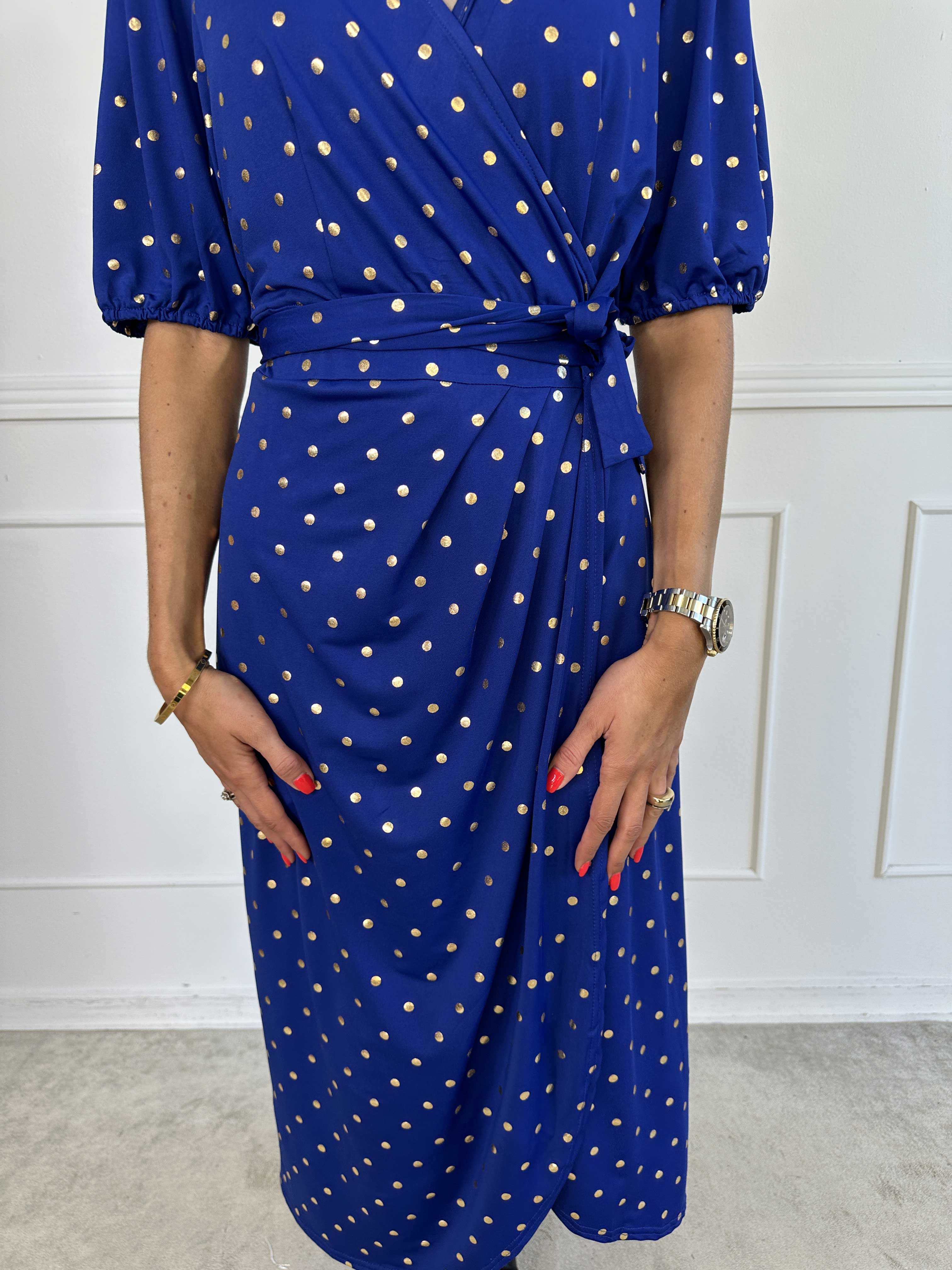 Primula Dust Gold - Klänning i omlott-look med guldprickar