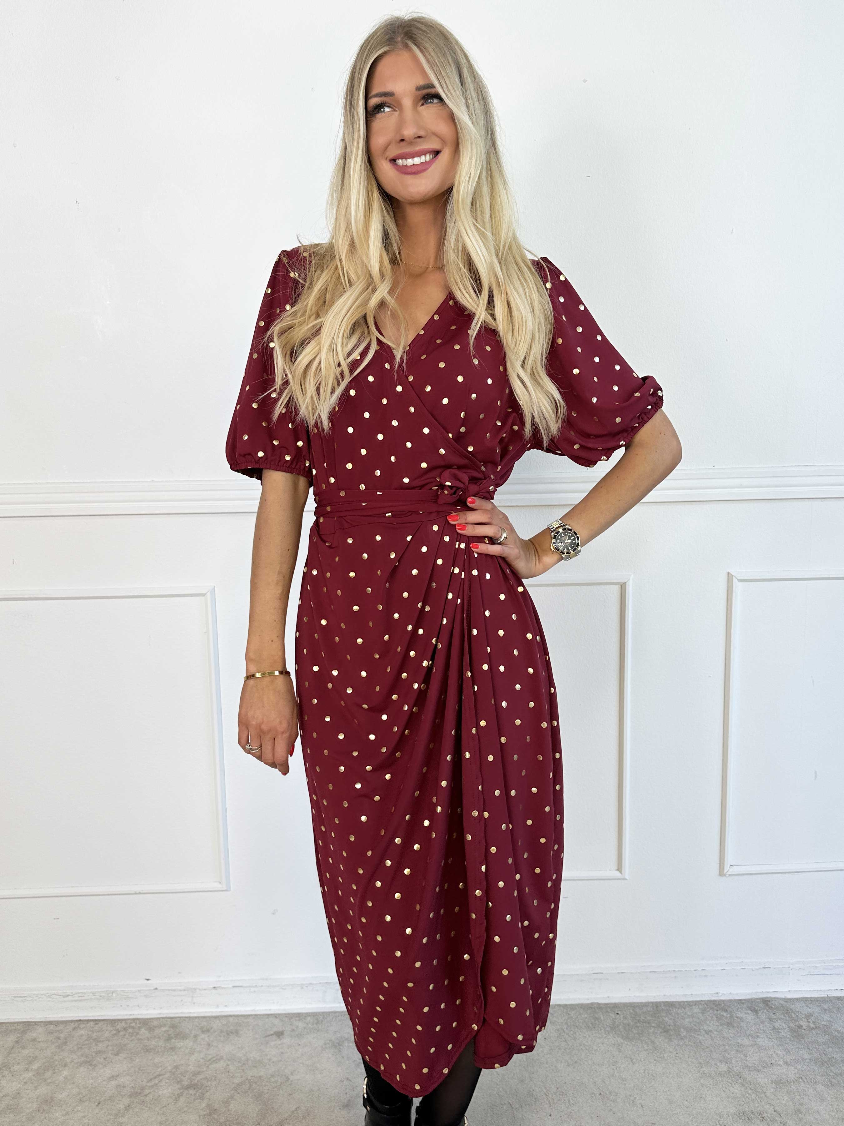 Primula Dust Gold - Klänning i omlott-look med guldprickar