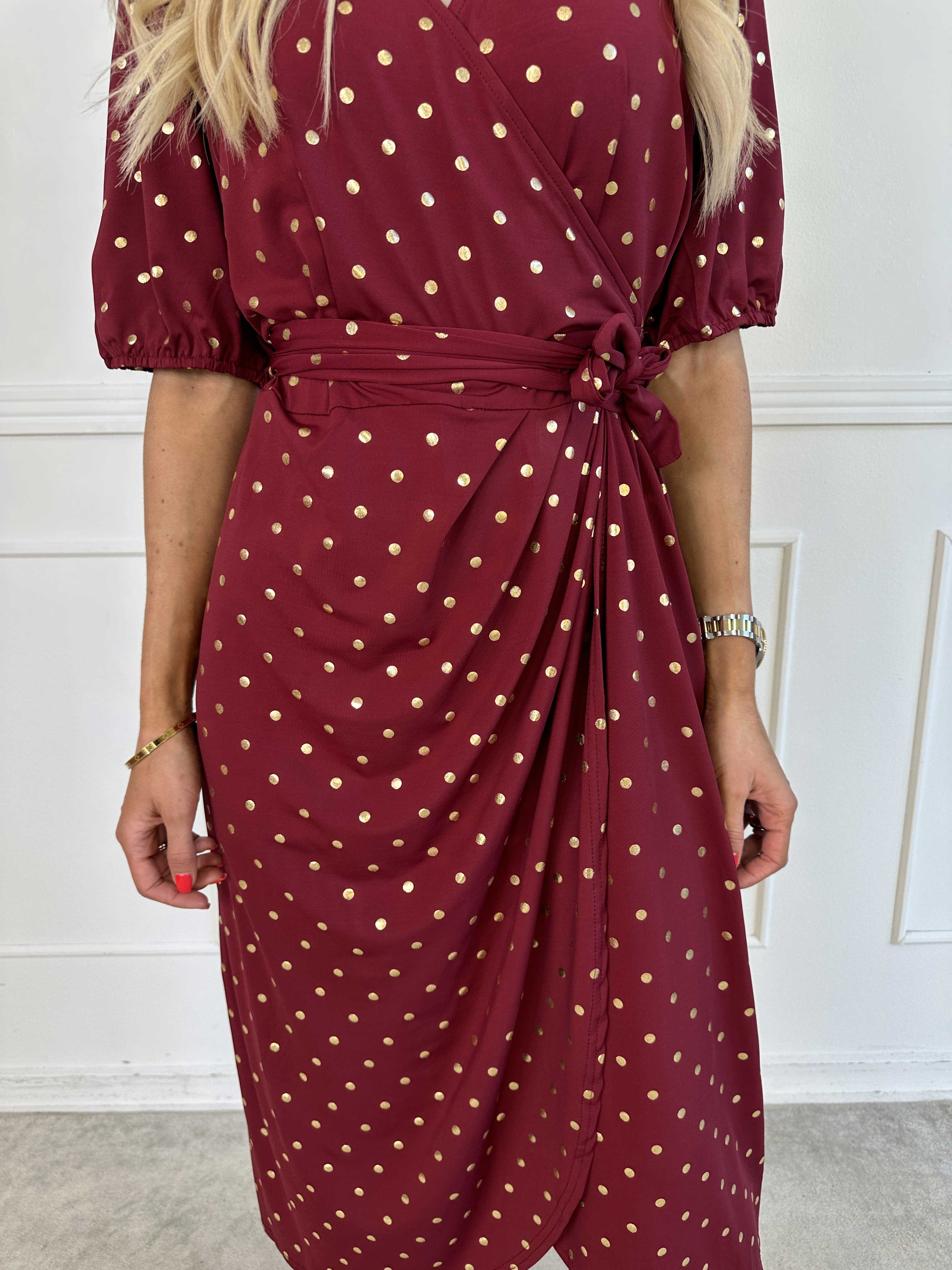 Primula Dust Gold - Klänning i omlott-look med guldprickar