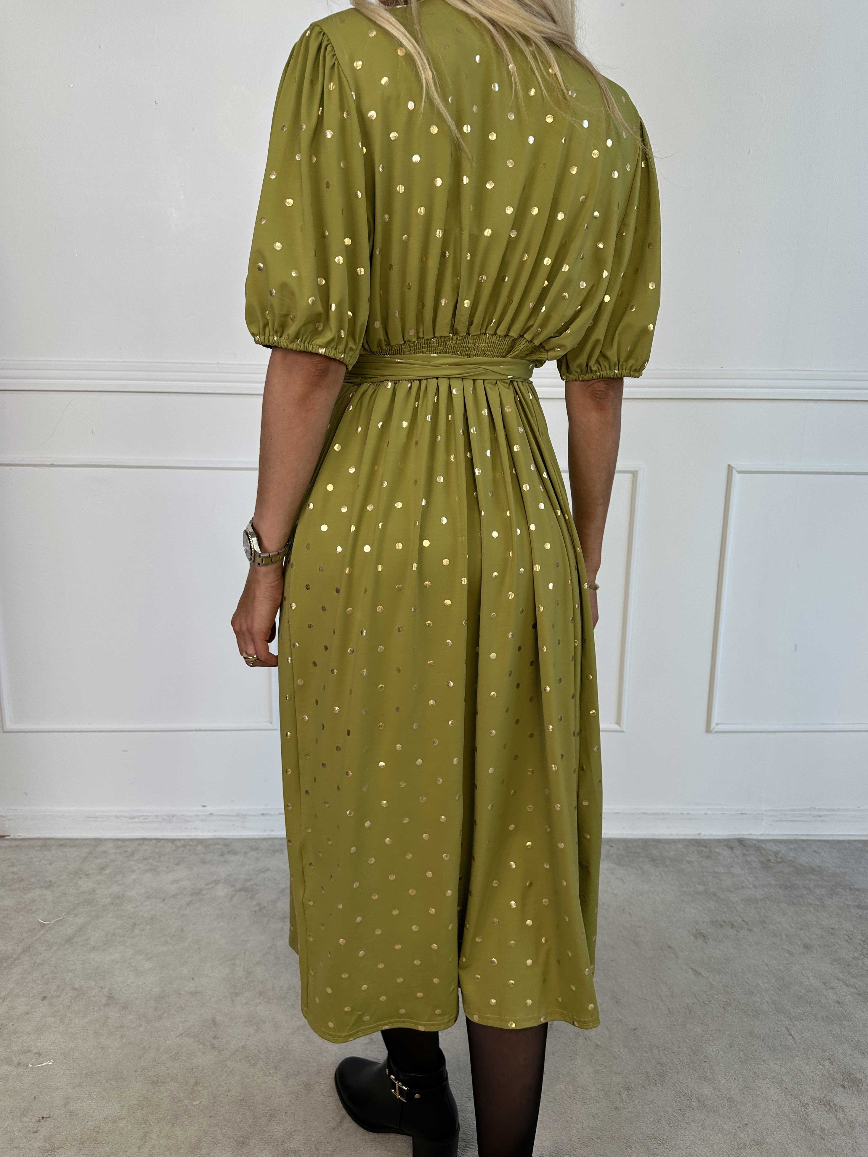 Primula Dust Gold - Klänning i omlott-look med guldprickar