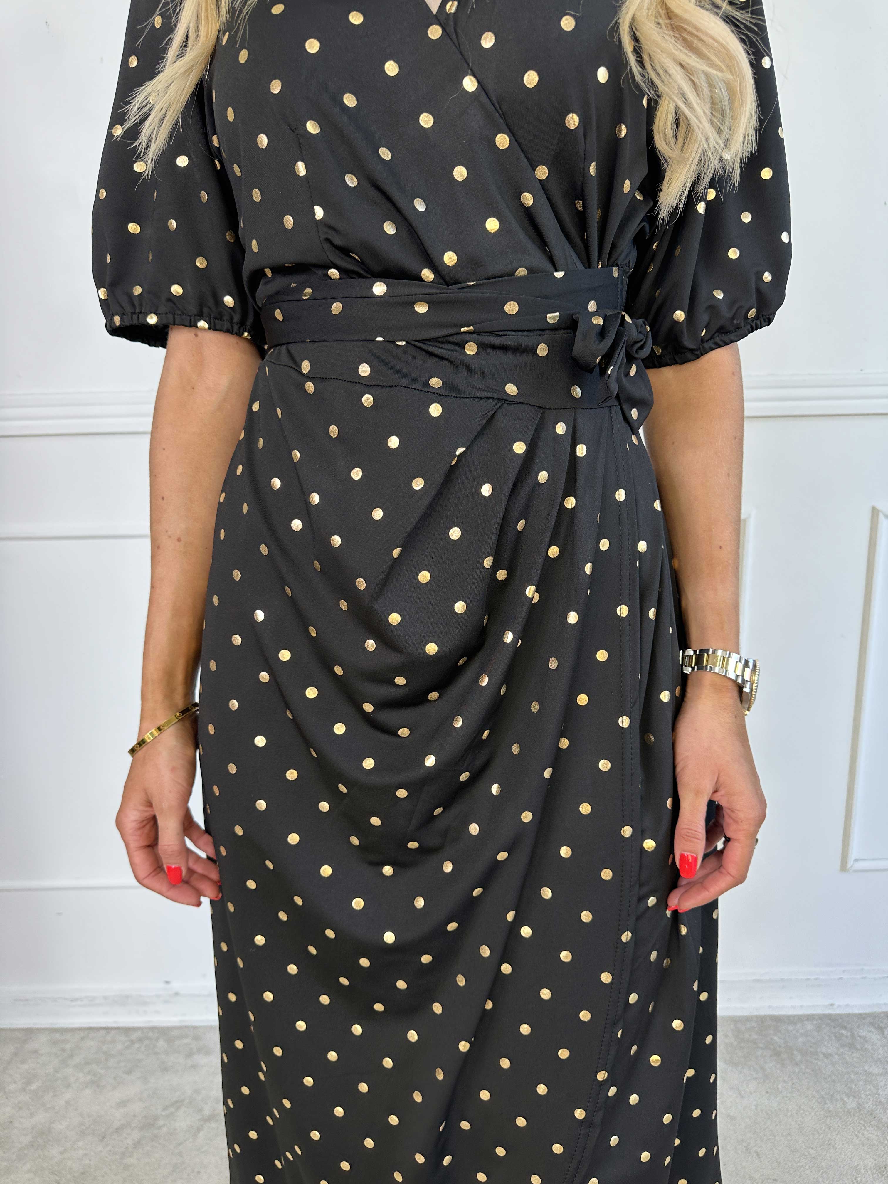 Primula Dust Gold - Klänning i omlott-look med guldprickar