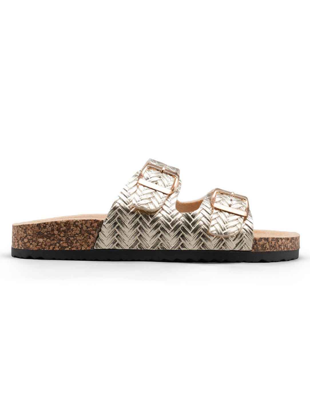 Puglia - Sandaler med brede remme og justerbare spænder i guld