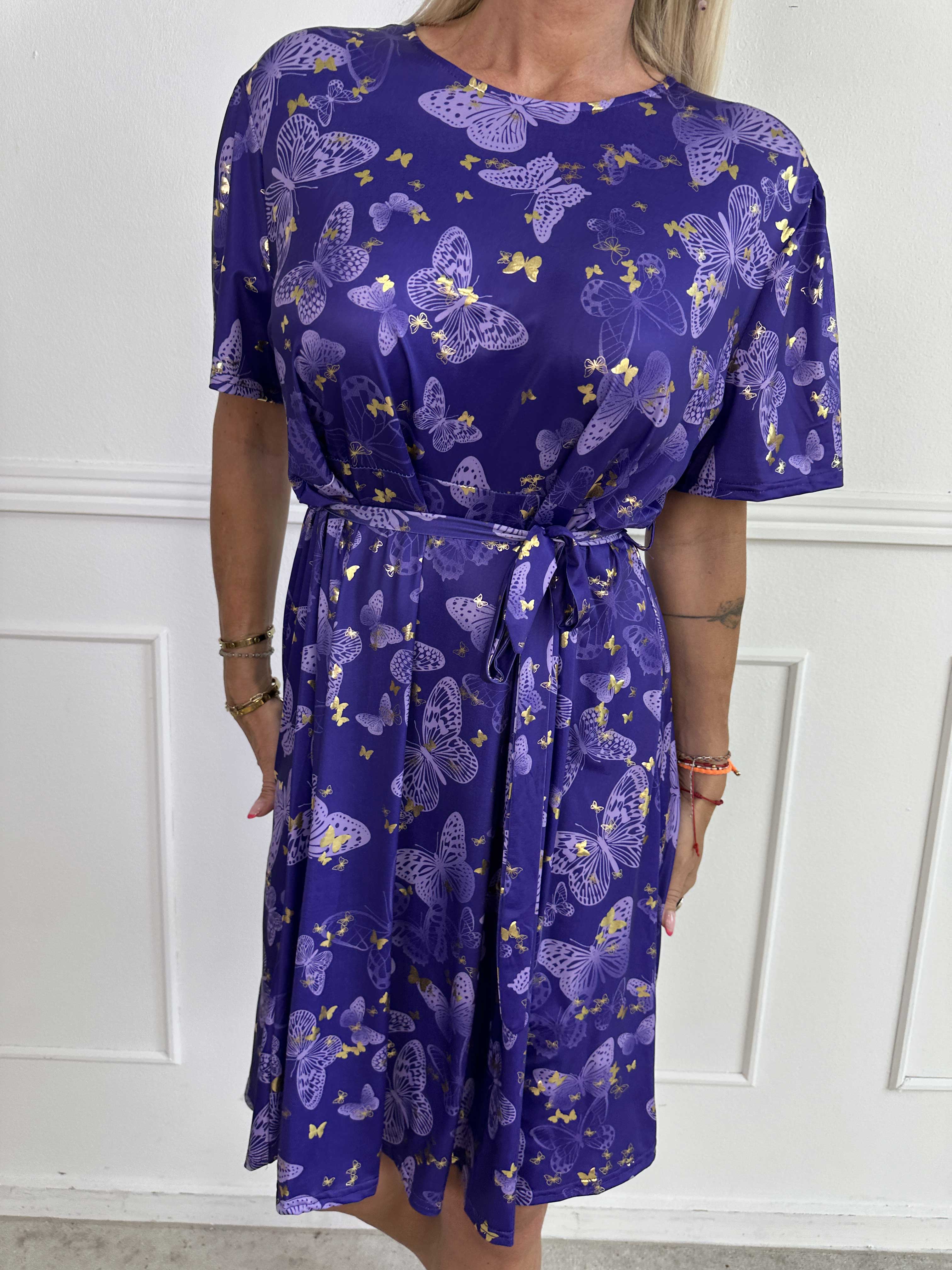 Sansa Butterfly Short - Elastisk kjole med sommerfugleprint