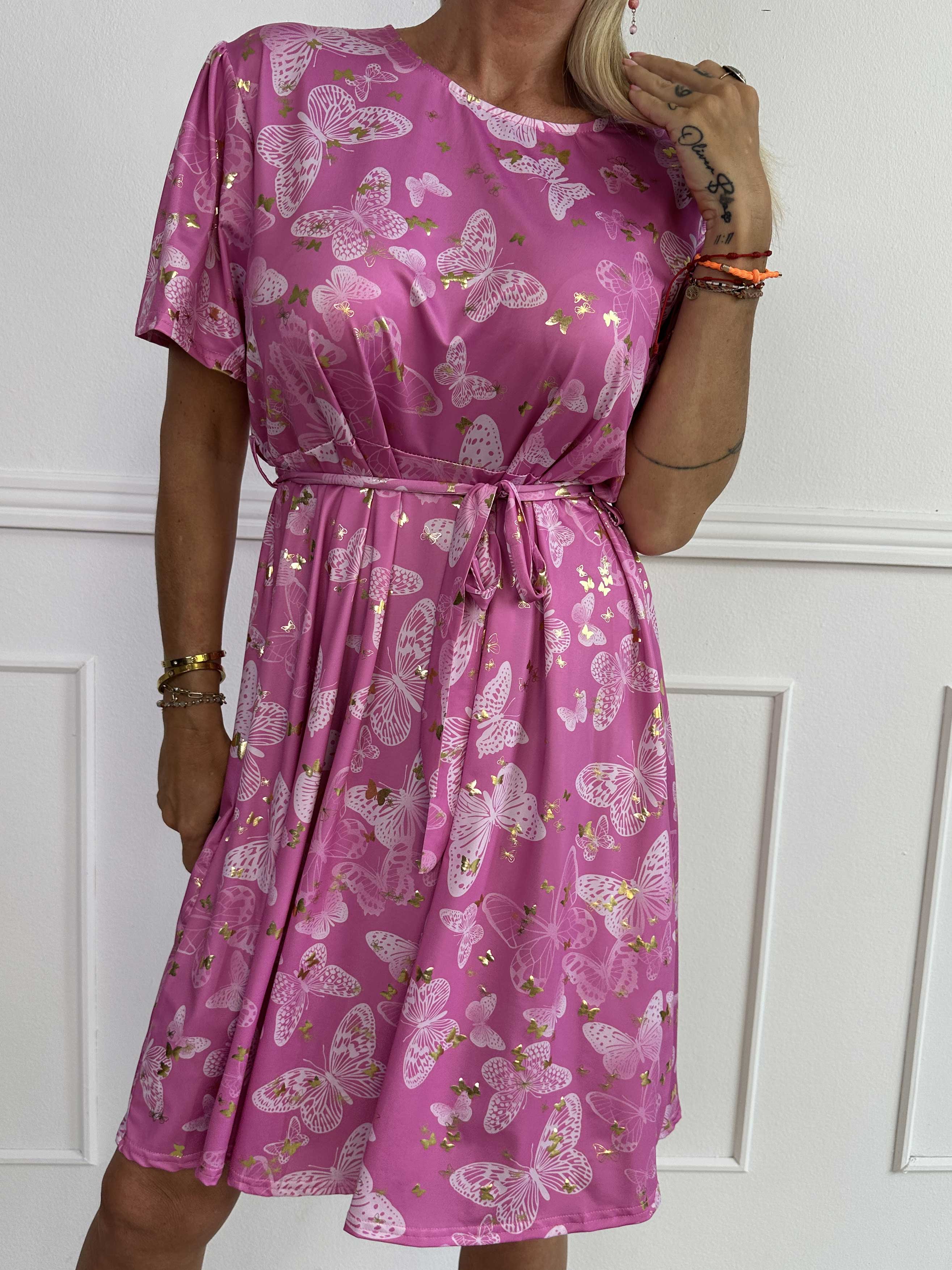 Sansa Butterfly Short - Elastisk kjole med sommerfugleprint