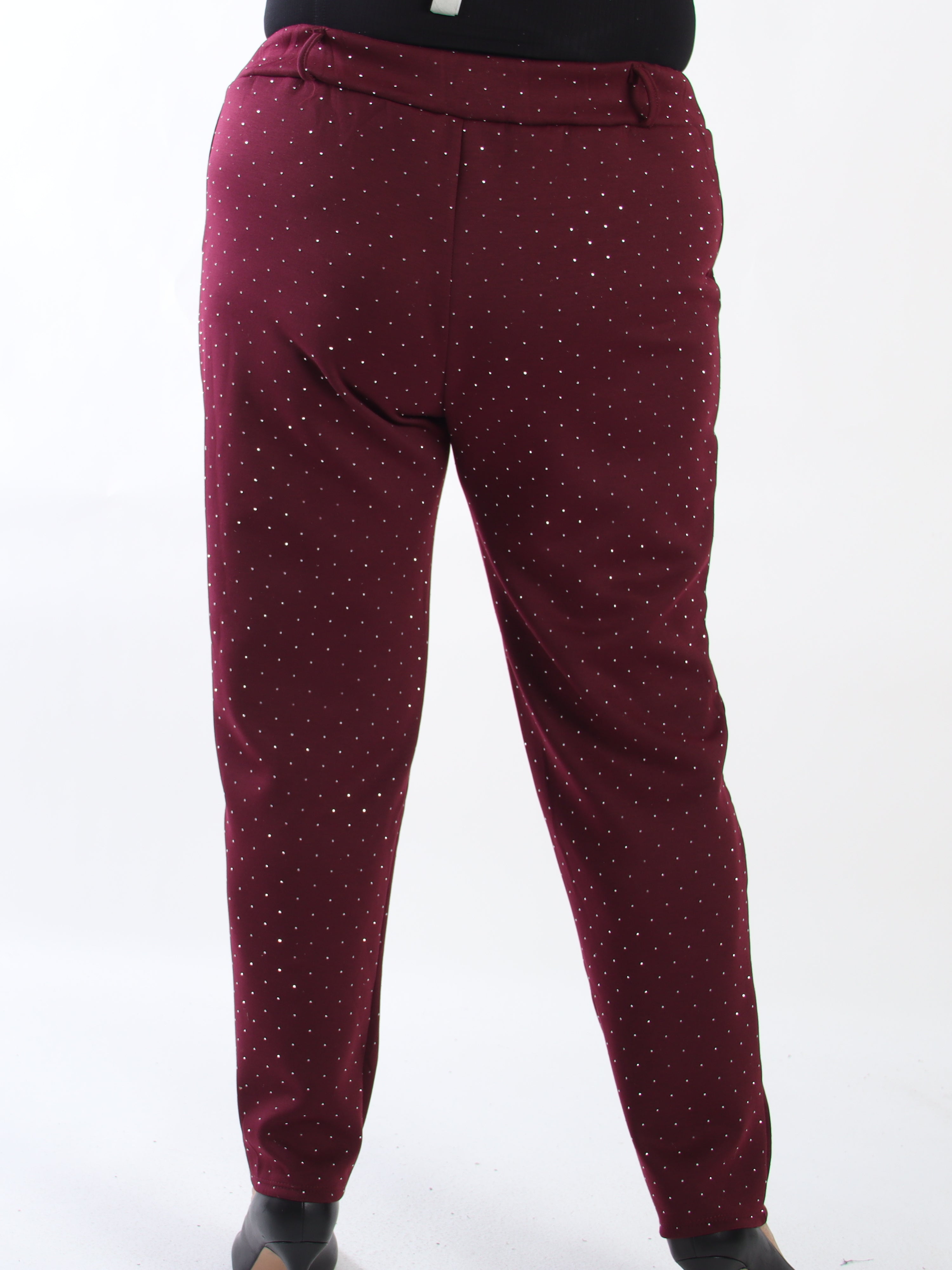 Soleil - Mjuka och stretchiga byxor i plus size i skön viskos med fina strass
