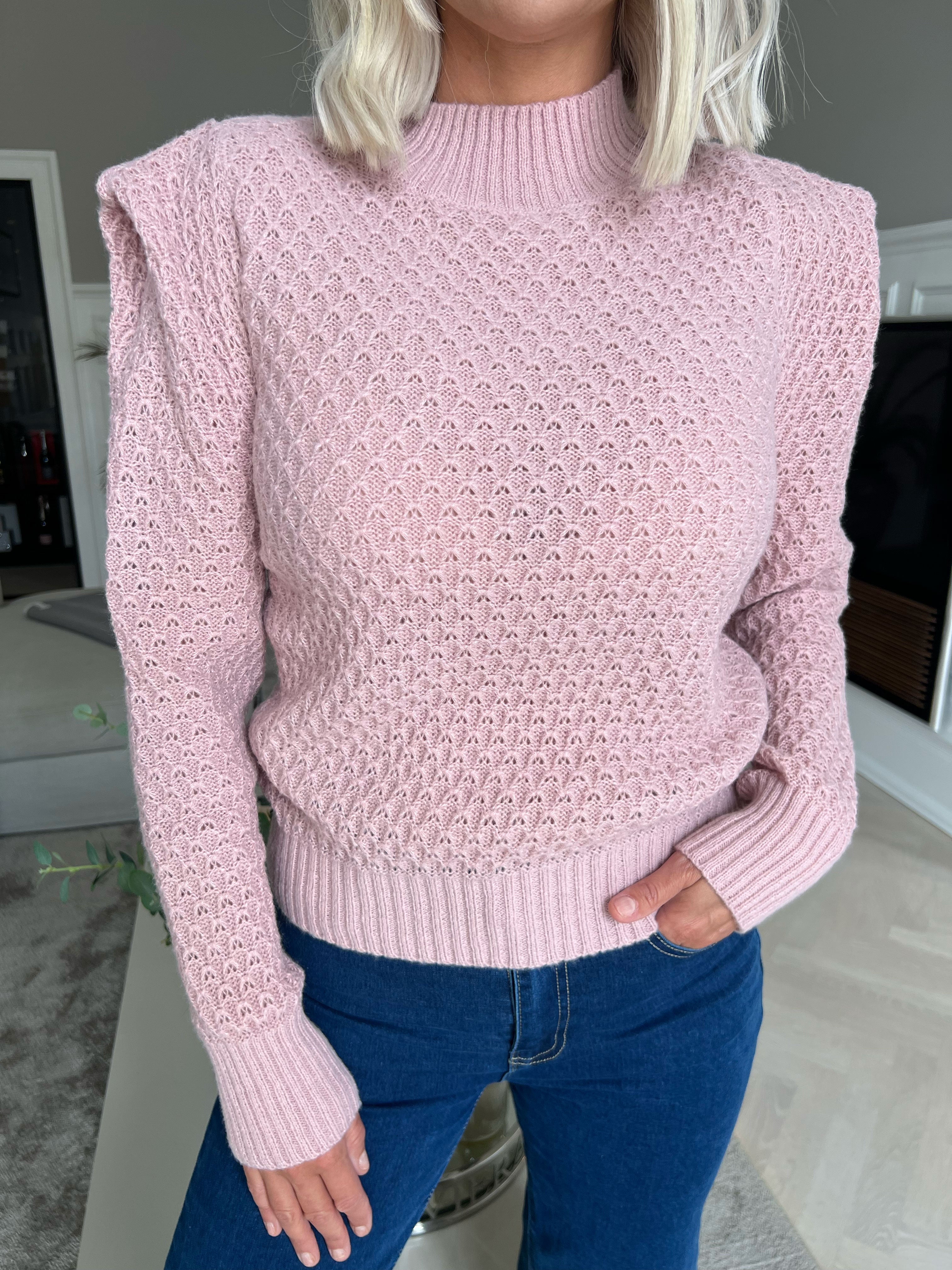 Taylor - Simpel stickad tröja med små puffärmar