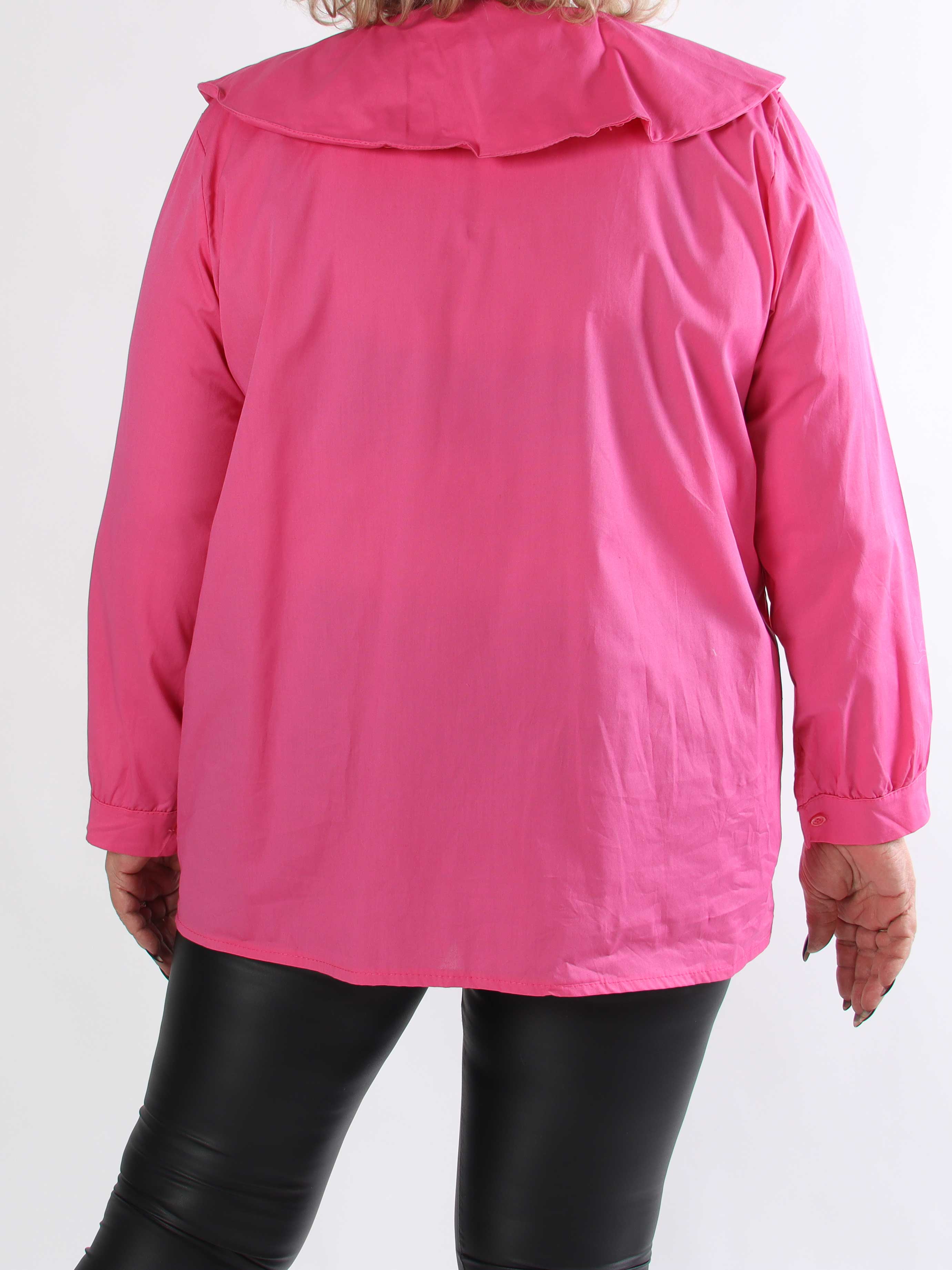 Venezia - Plus size skjorte i bomuld med stor krave og fint bindebånd