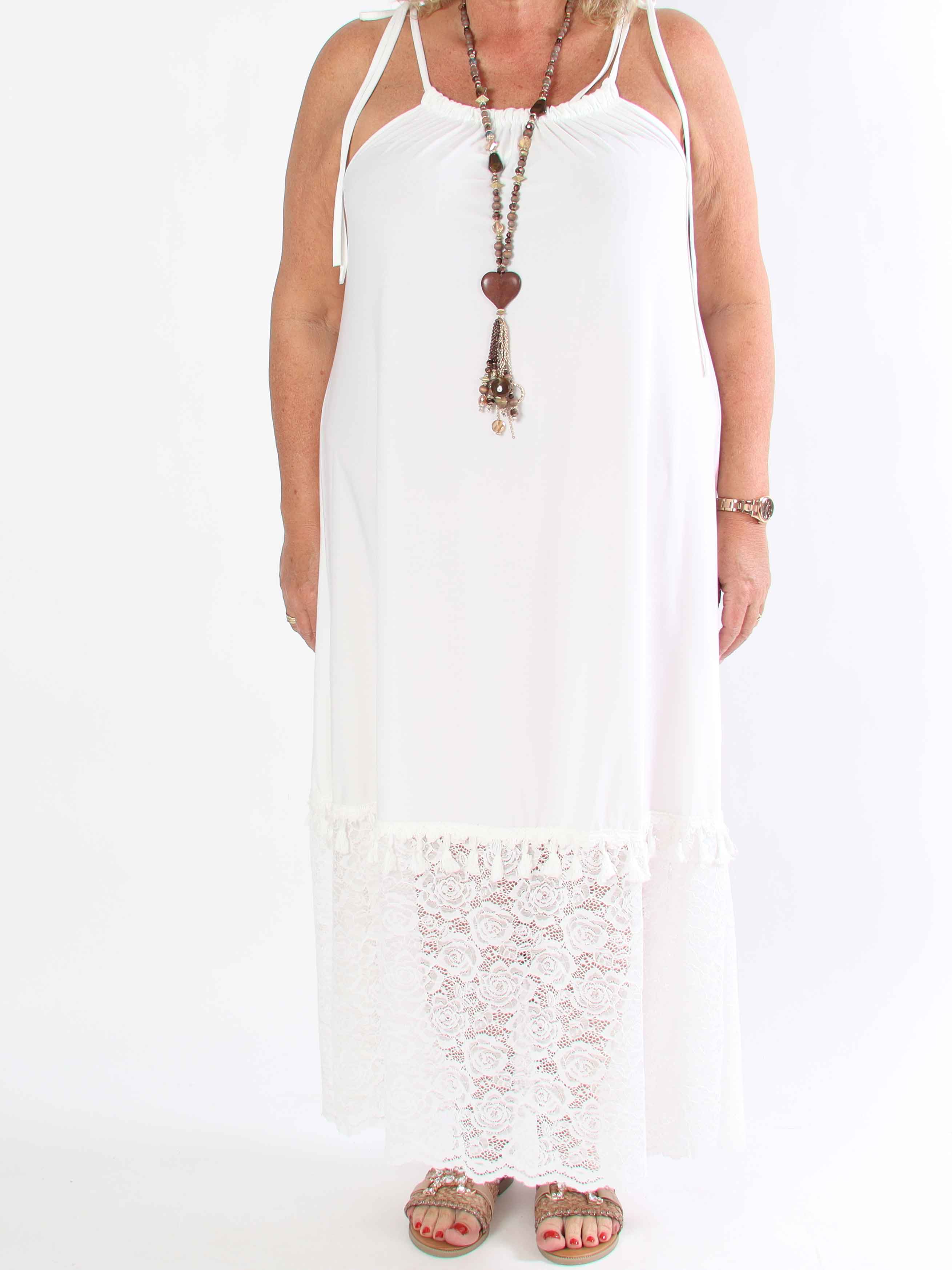 Willow - Lång elastisk plus size klänning med spets nederdel