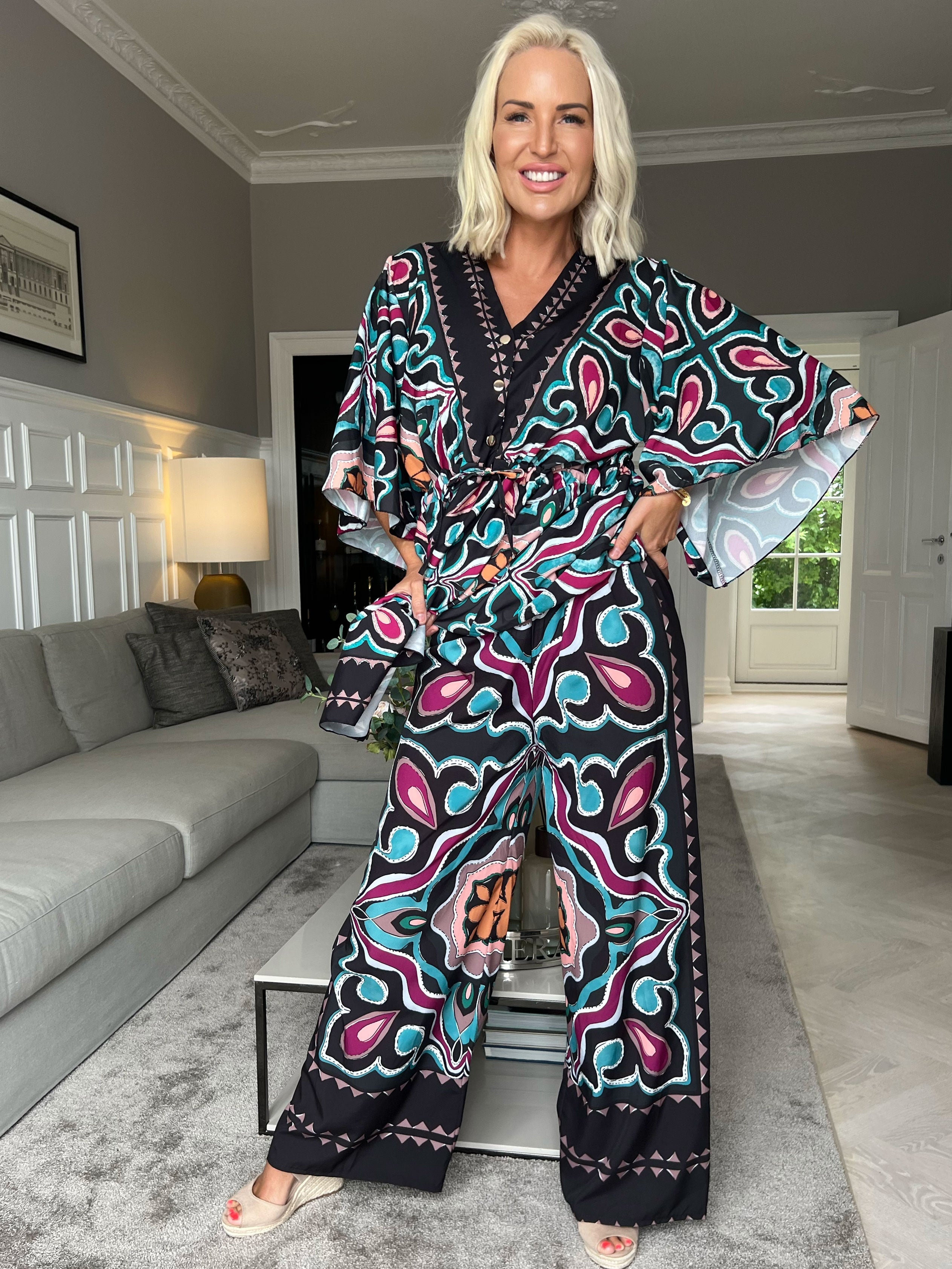 Yeva Tunika - Lång mönstrad tunika med knytband