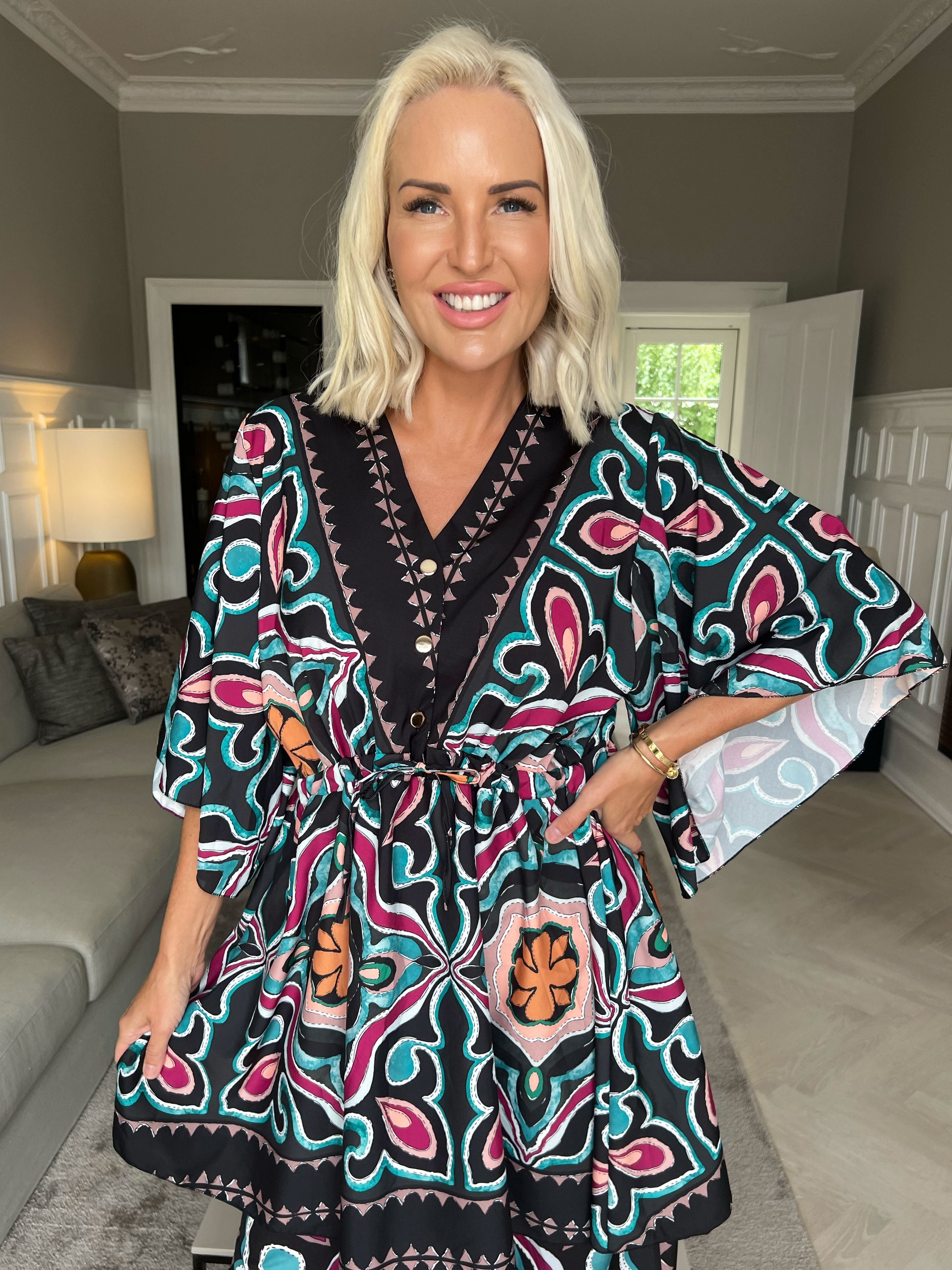 Yeva Tunika - Lång mönstrad tunika med knytband