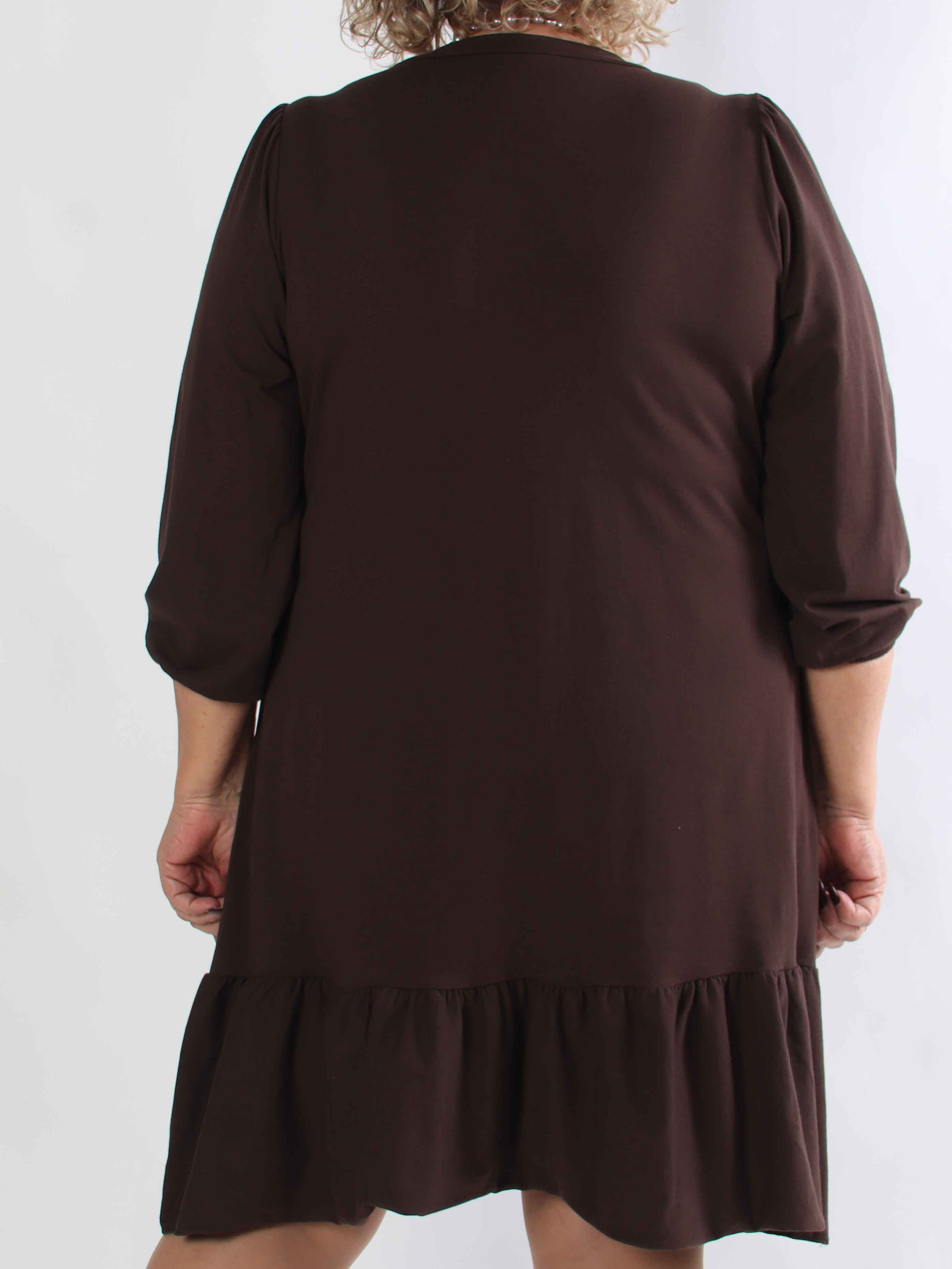 Zafira - Plus size joggingkjole i bomuld med sød flæsekant