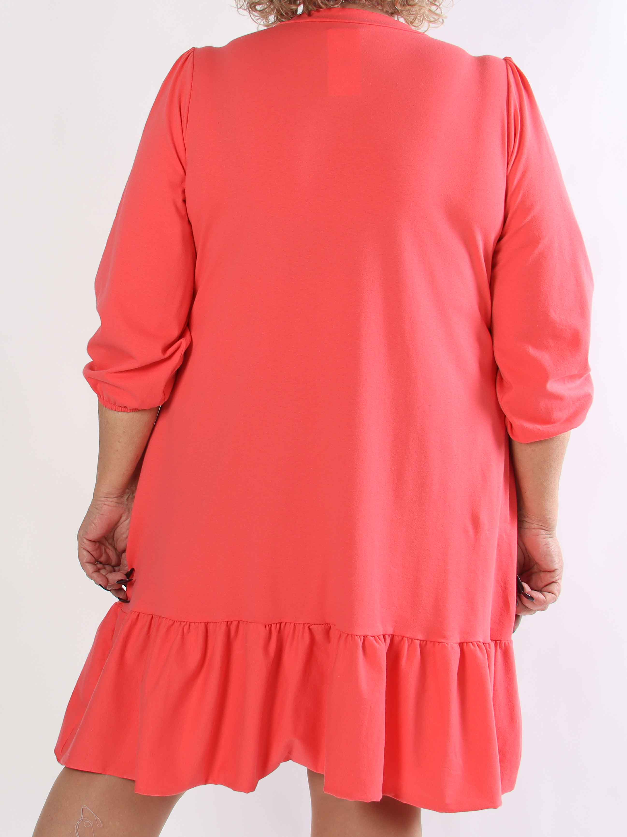 Zafira - Plus size joggingkjole i bomuld med sød flæsekant