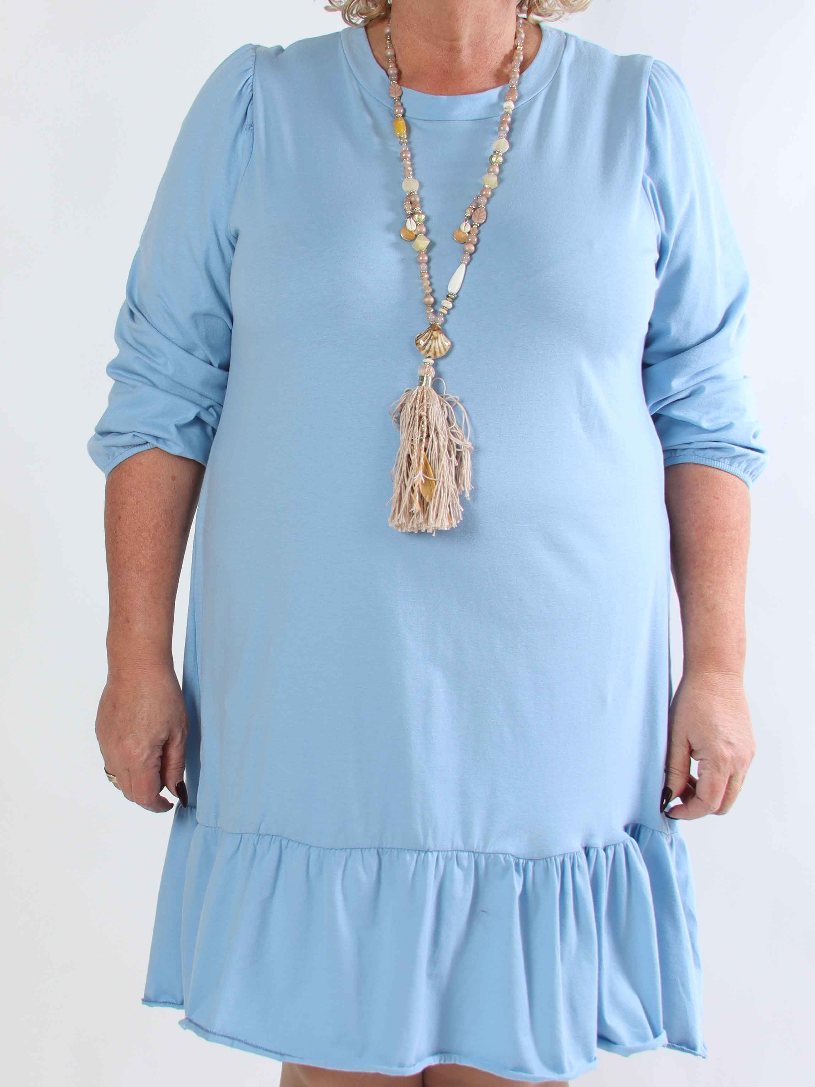 Zafira - Plus size joggingkjole i bomuld med sød flæsekant