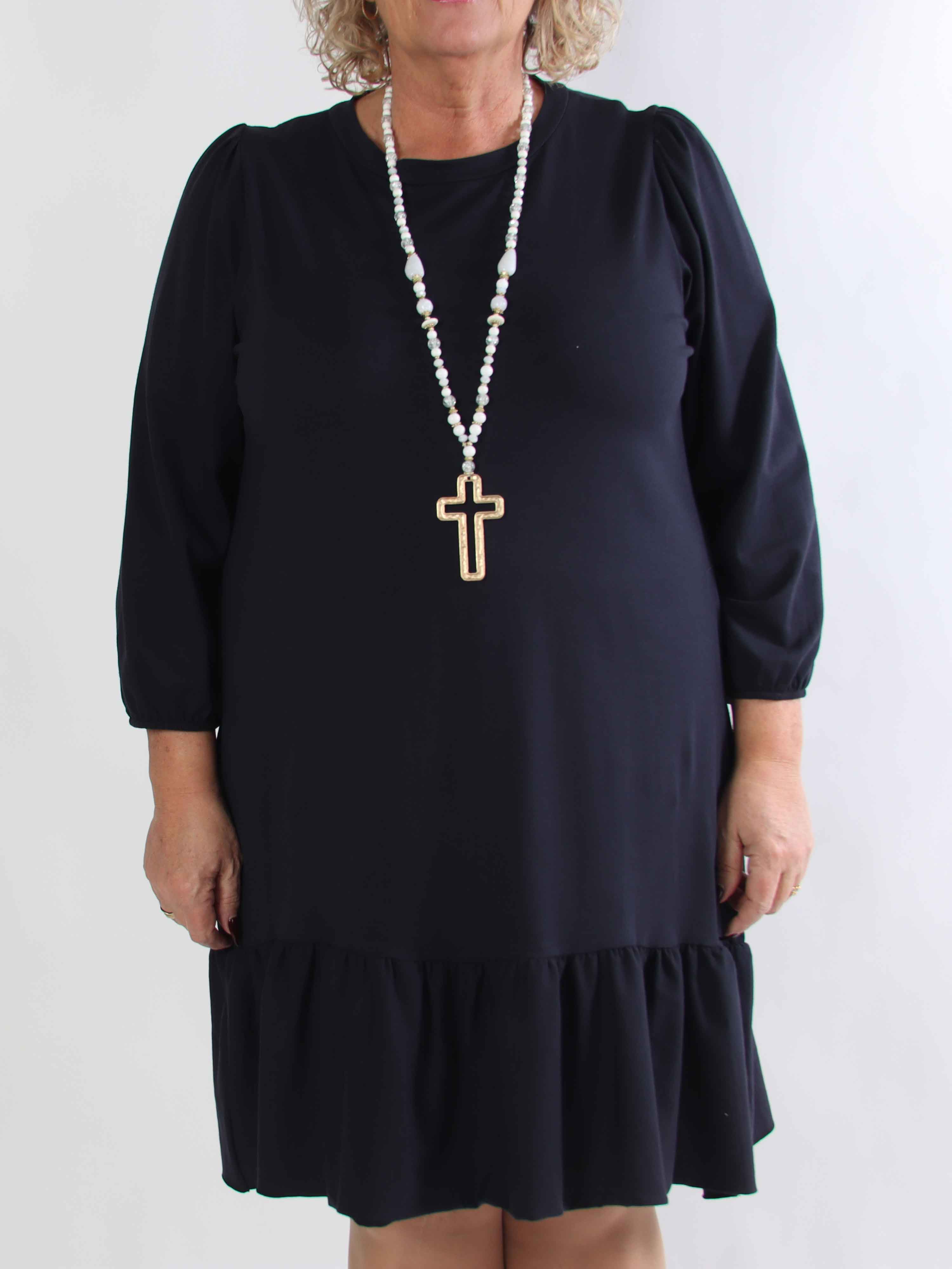 Zafira - Plus size joggingkjole i bomuld med sød flæsekant