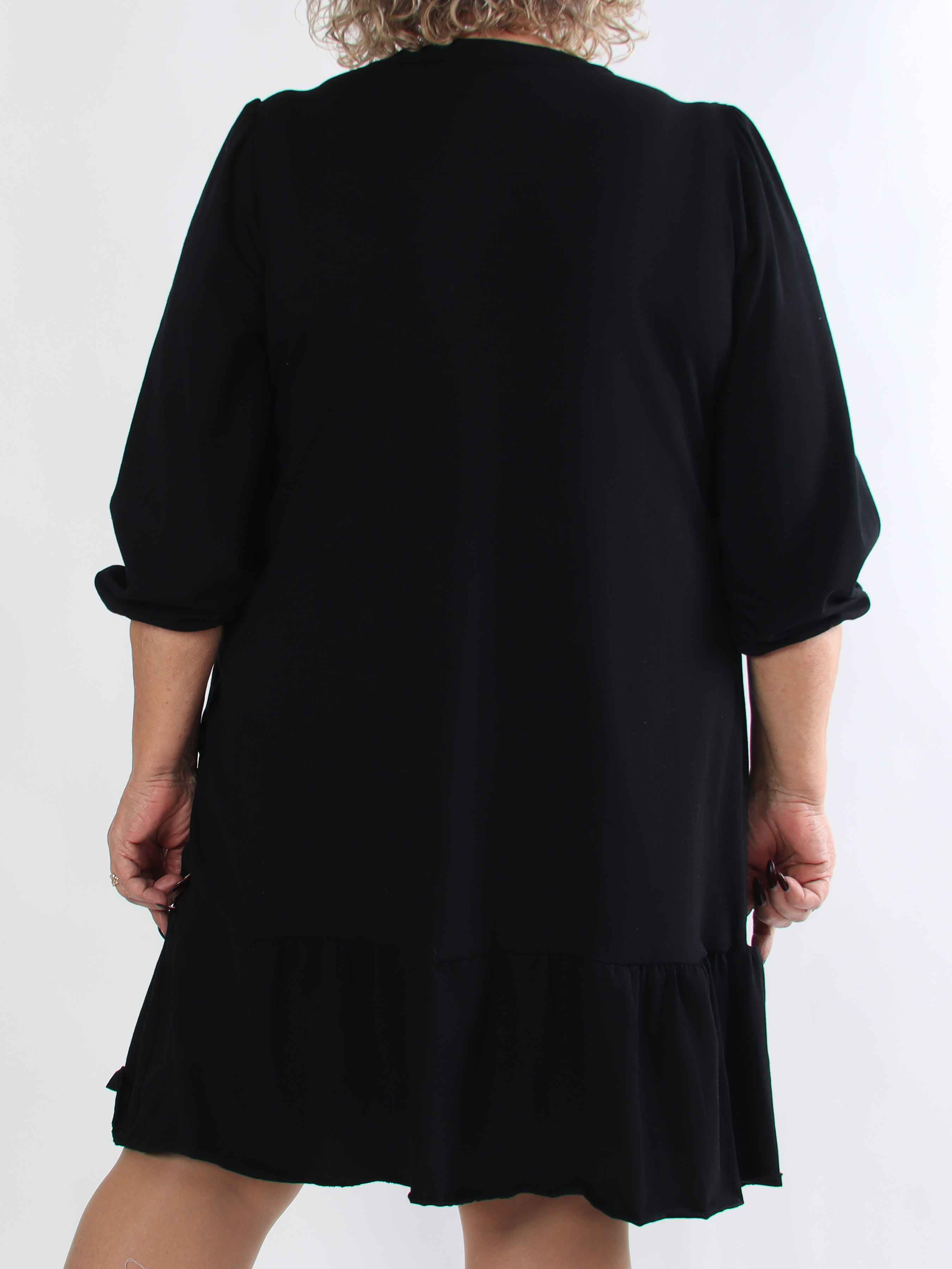 Zafira - Plus size joggingkjole i bomuld med sød flæsekant