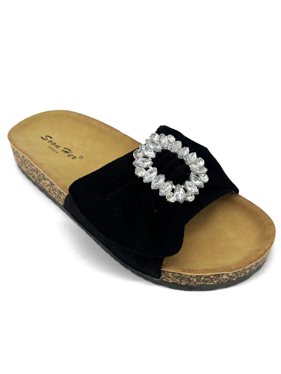 Noor - Sandaler med rosett och spänne med imitation av gjutning - Black