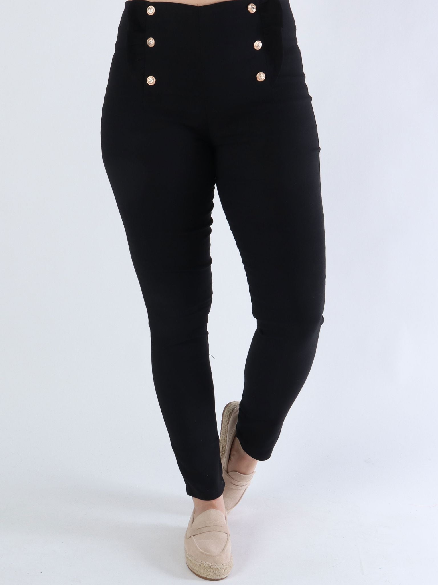 Kaya - Byxor med guldknappar och volangfåll