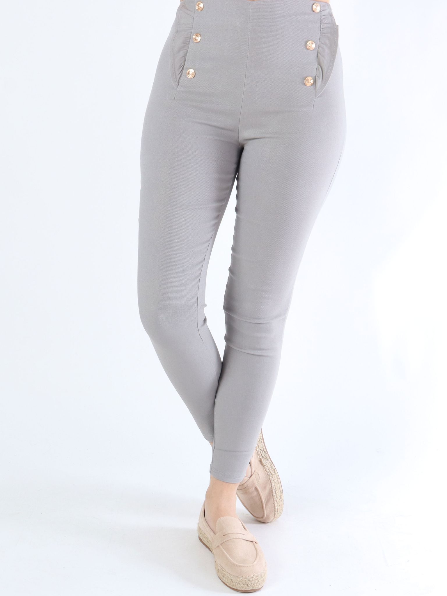 Kaya - Byxor med guldknappar och volangfåll