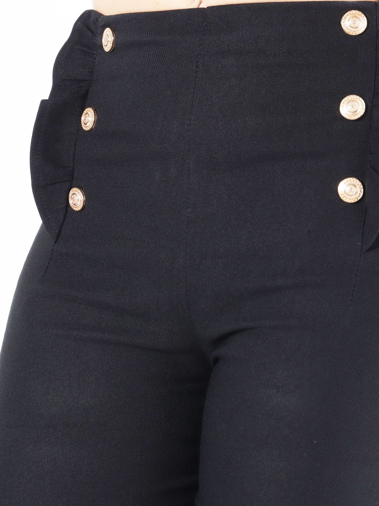 Kaya - Byxor med guldknappar och volangfåll