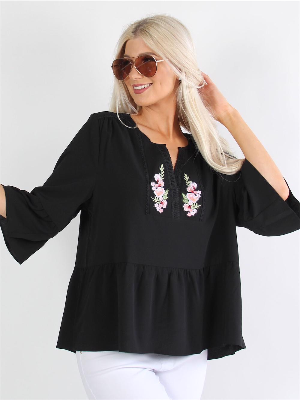 Aaliyah - Tunika med blommig mönster och söta ärmar