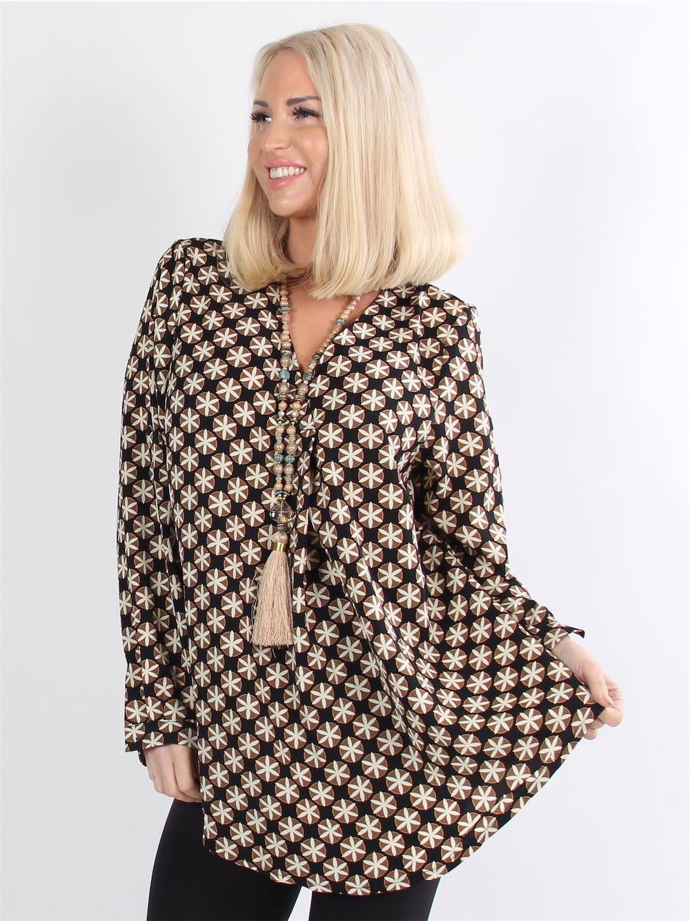 Abbie - Tunika med v-ringning och fint mönster