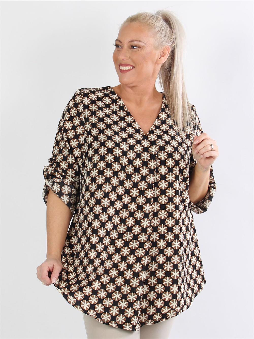 Abbie - Tunika med v-ringning och fint mönster