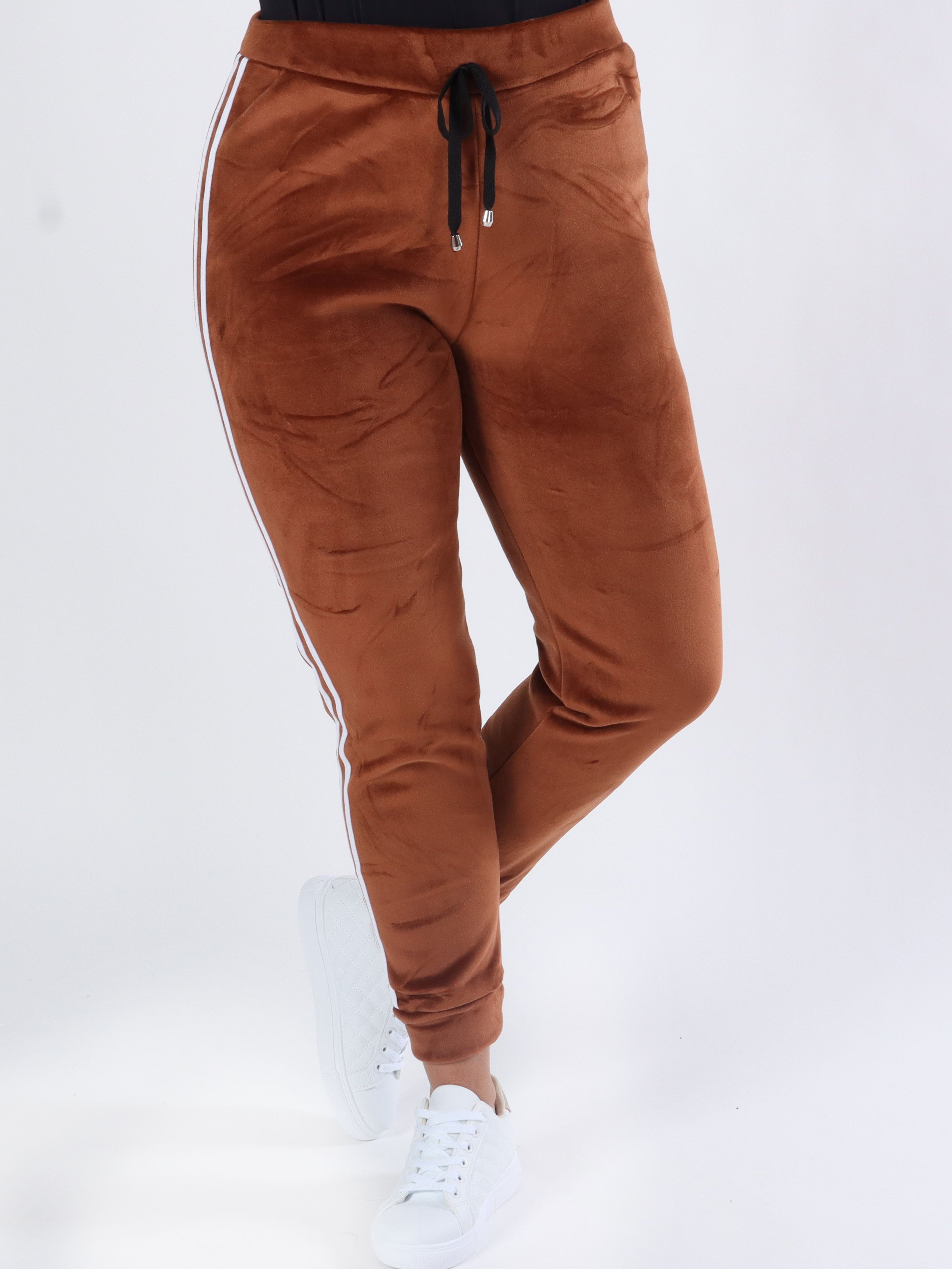 Achilla - Mjukisbyxor i velour med vita ränder