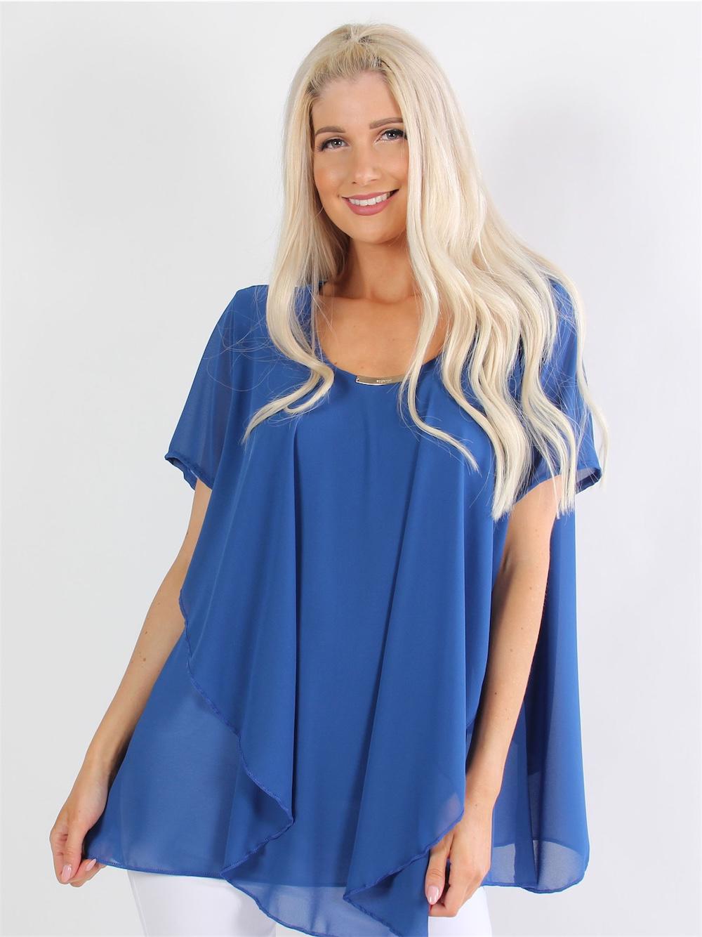 Addison - Blus i chiffong med litet guldspänne