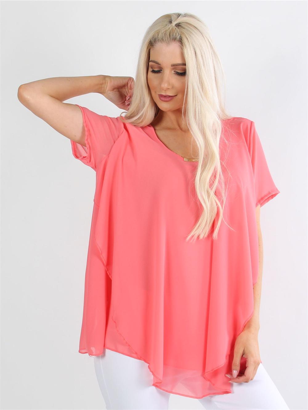 Addison - Blus i chiffong med litet guldspänne