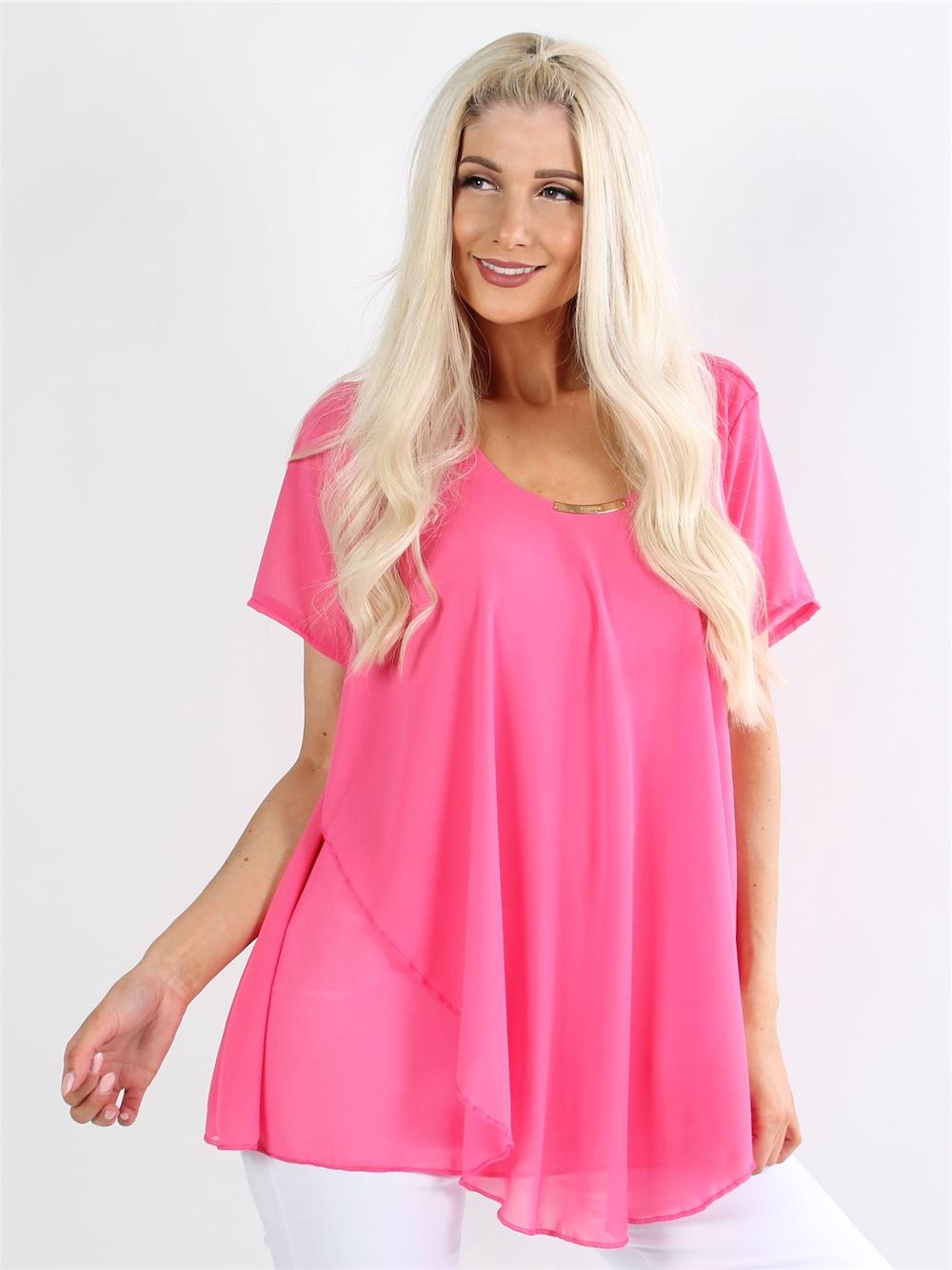 Addison - Blus i chiffong med litet guldspänne