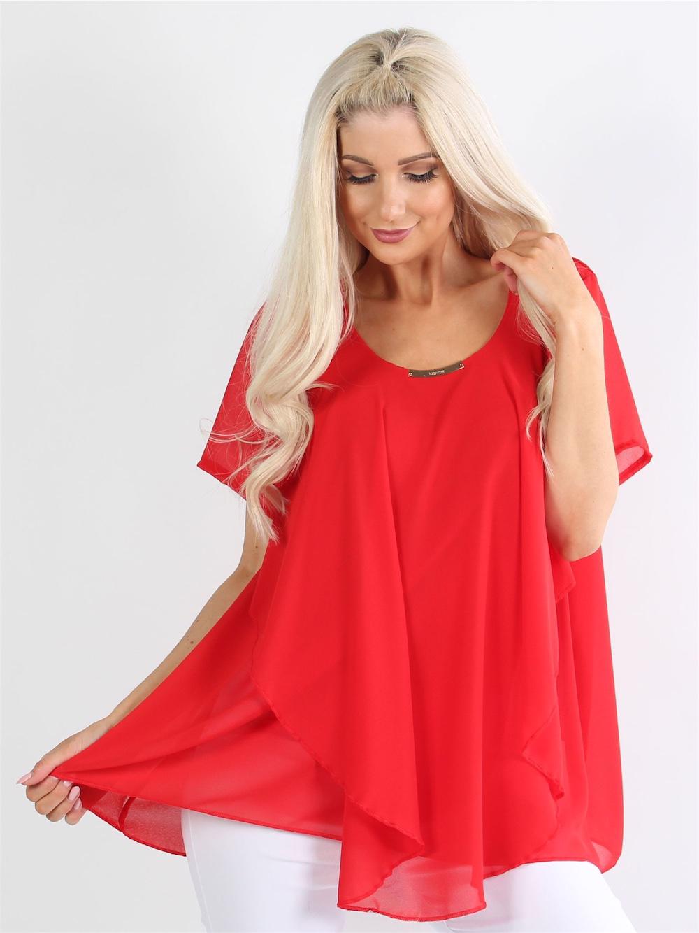 Addison - Blus i chiffong med litet guldspänne