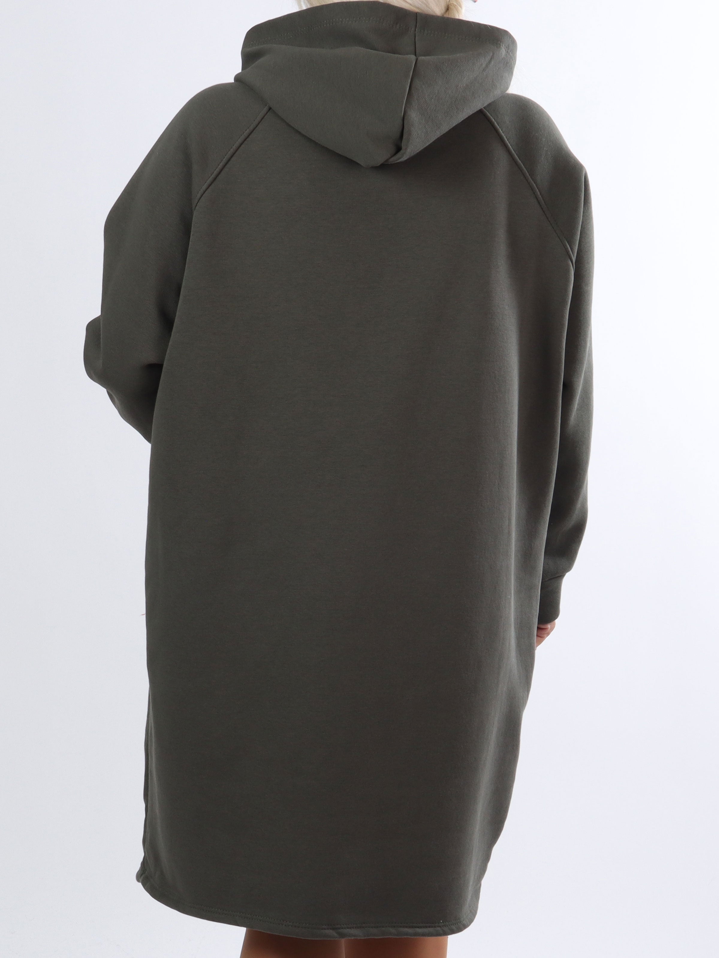 Adrianna - Plus size hoodie klänning med text framtill