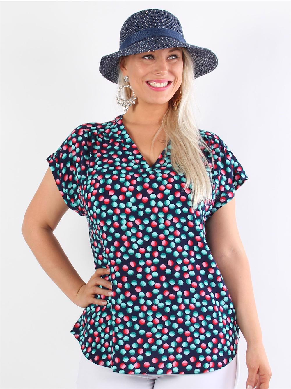 Agacia - T-shirt med olika färgade prickar