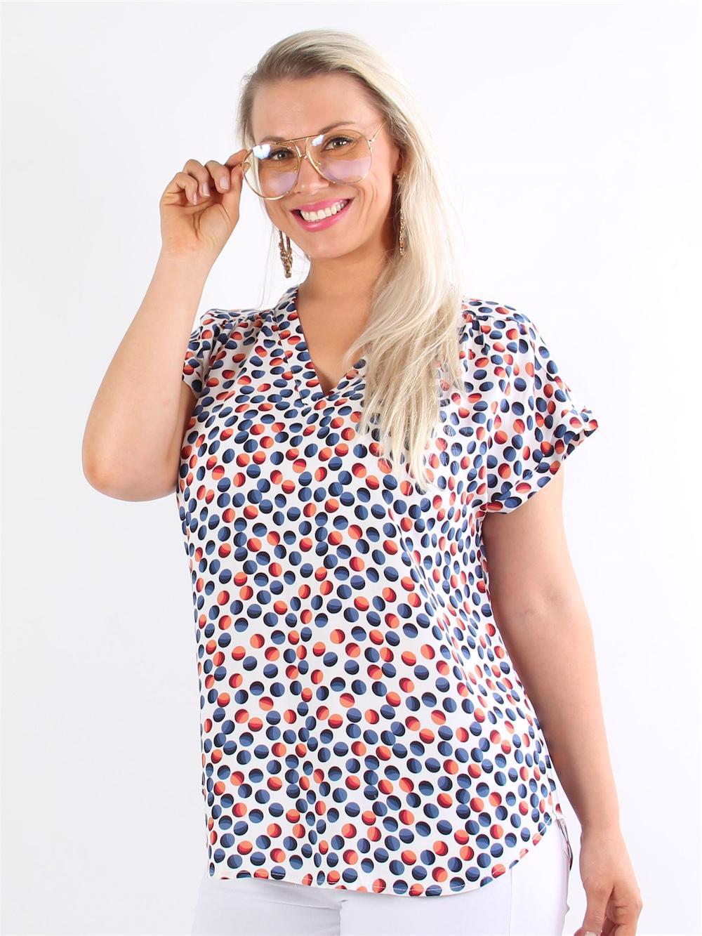 Agacia - T-shirt med olika färgade prickar